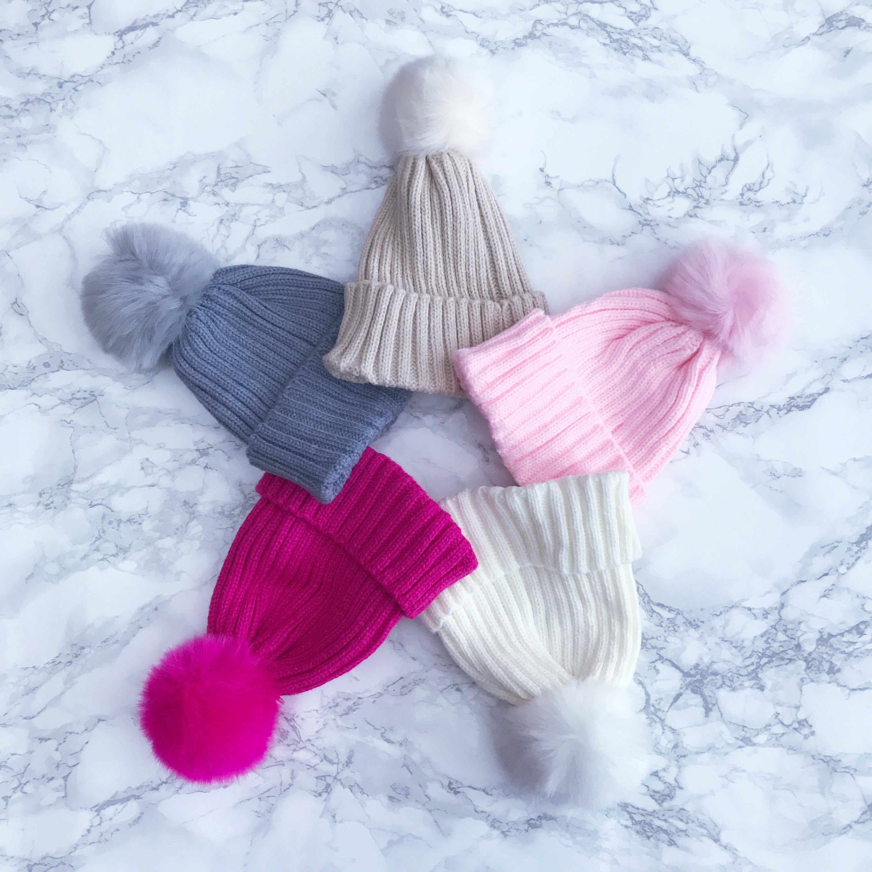 Stylish Cerise Faux Fur Pom Pom Winter Hat for Women - Cozy & Fashionable Beanie for Cold Weather, Outdoor Activities, and Holiday Outfits