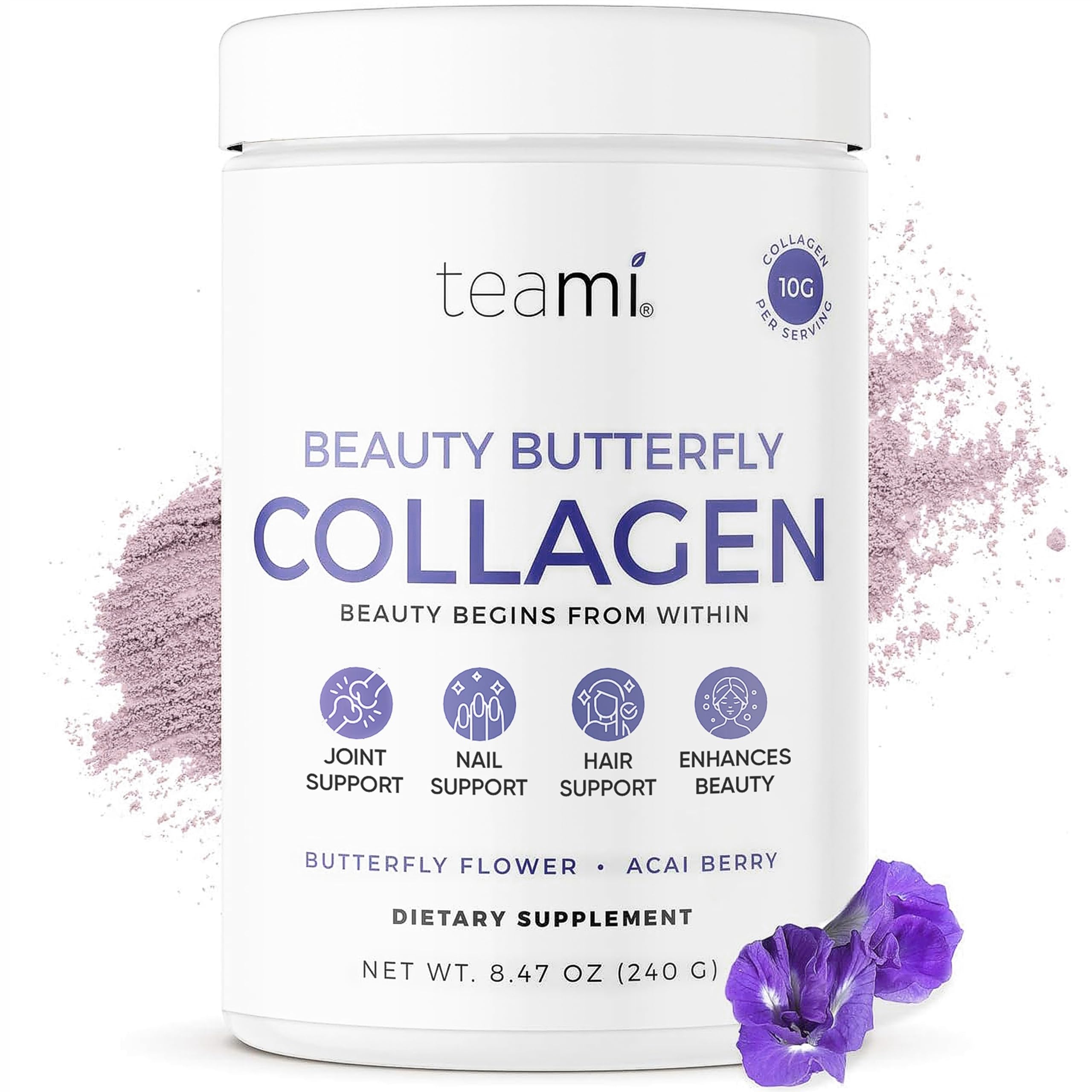 Teami Marine Collagen Powder for Women & Men - Hydrolyzed Collagen Peptides Supplement for Skin, Hair, Nail & Joint Support - Delicious Flavor - 10g per Serving - Perfect for Smoothies, Coffee & Post-Workout Recovery