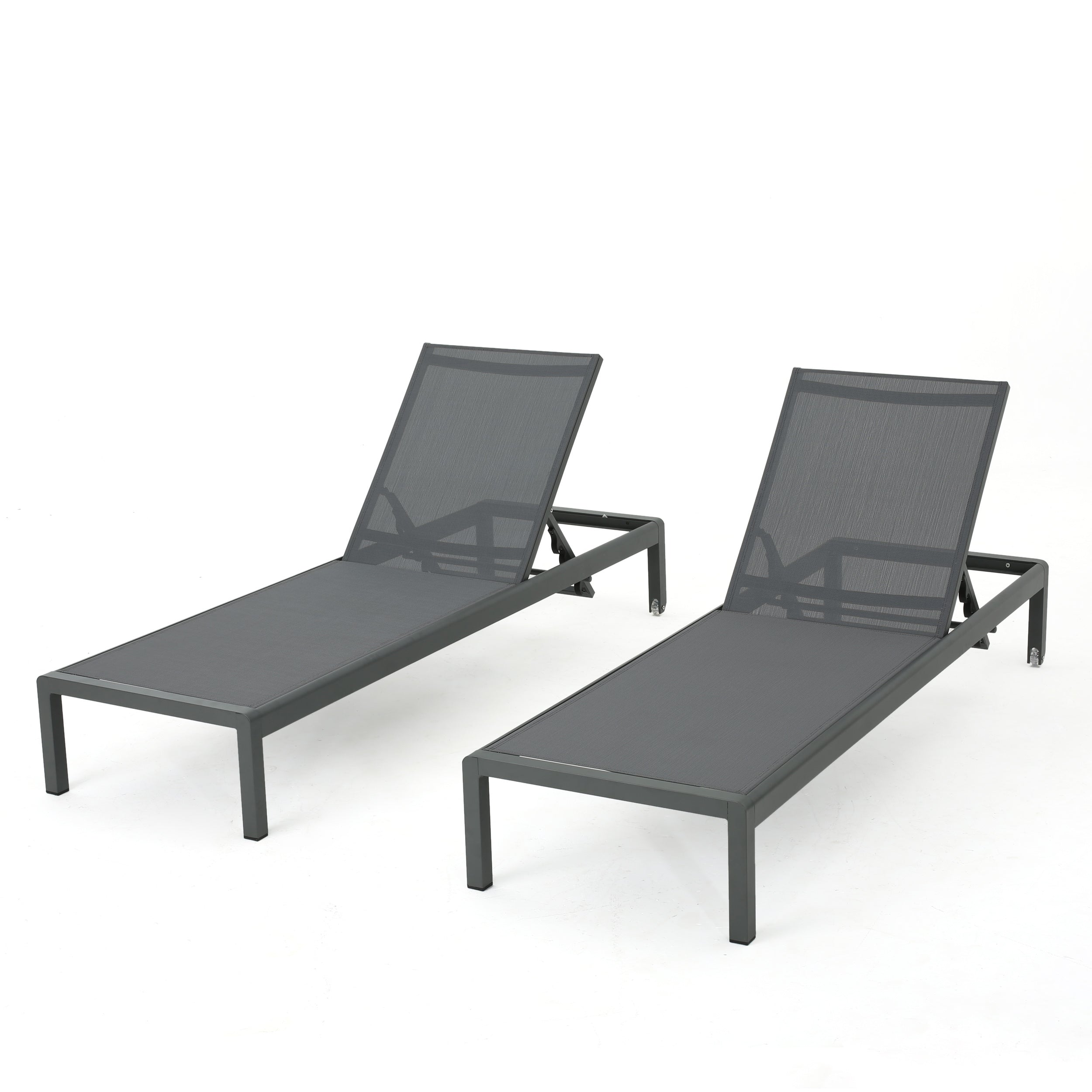 Cape Coral KD Chaise Lounge Set of 2 in Gray (MP2) - Perfect for Patio, Poolside & Outdoor Relaxation