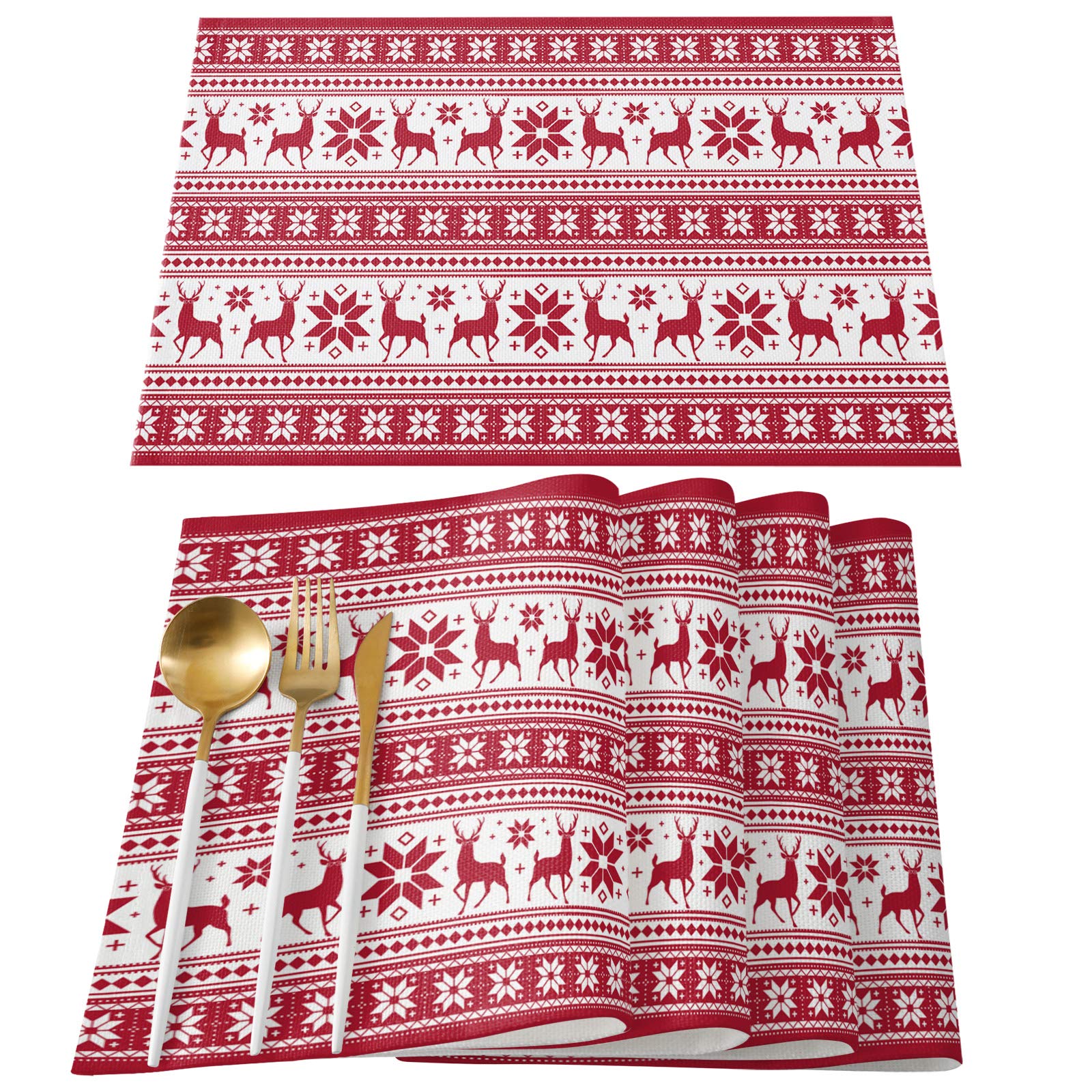 Premium Washable Placemats Set of 4 - 13