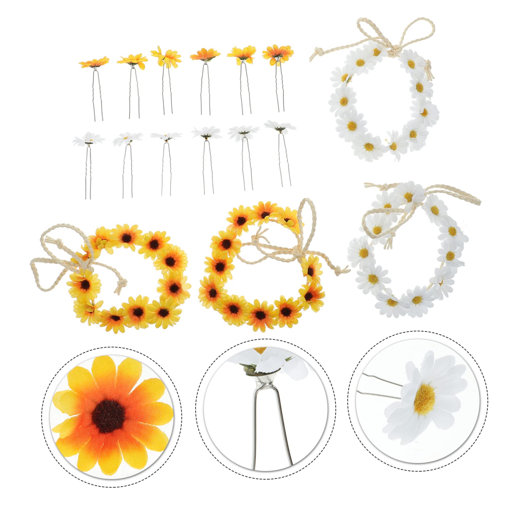 FOMIYES 16-Piece Sunflower Hair Clips Set - Fashionable Wedding Headbands for Bride, Bridesmaids & Maternity Photos - Perfect for Beach Weddings, Baby Showers & Boho Styling