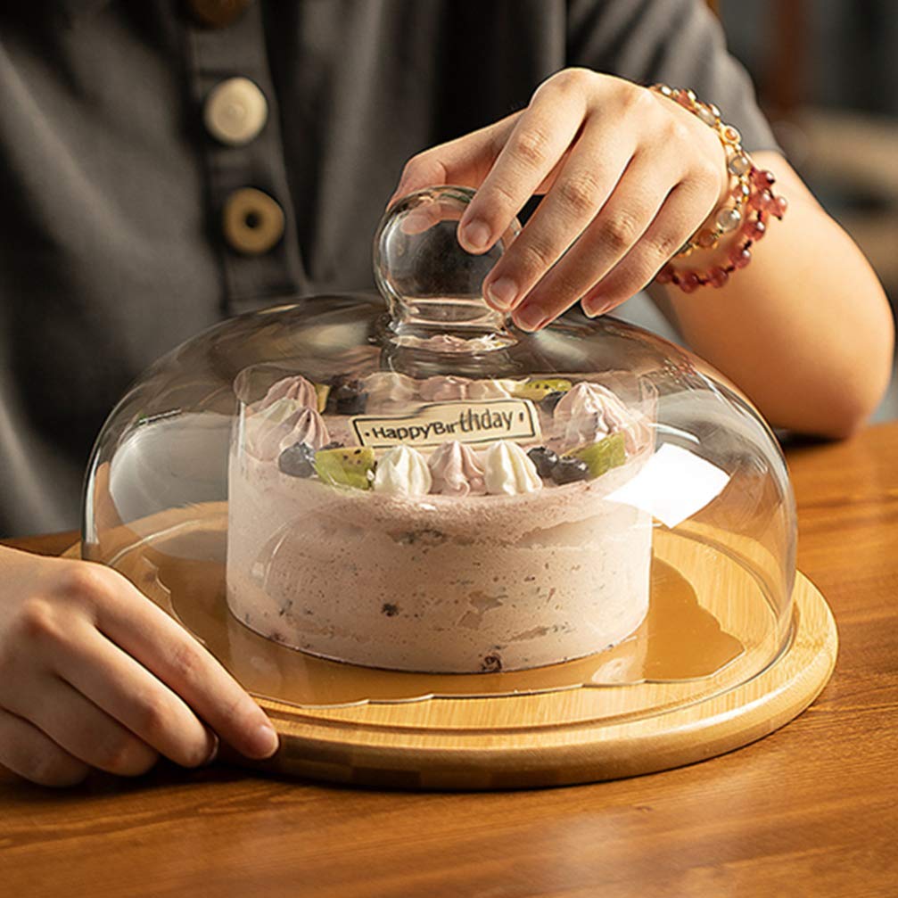 Glass Dome Cloche with Bamboo Base - 11.6