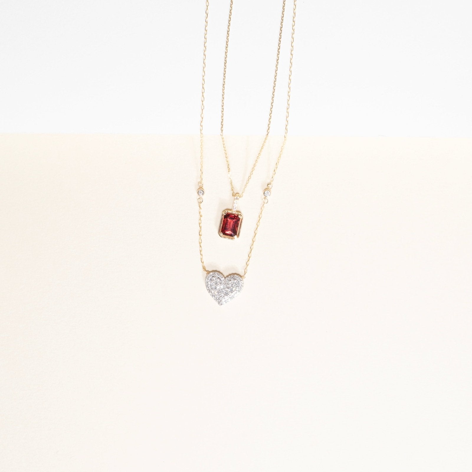 10k Yellow Gold Emerald Cut Garnet Pendant with White Sapphire Bail - Elegant Bezel Set Jewelry for Women, Perfect Gift for Anniversary, Birthday & Special Occasions