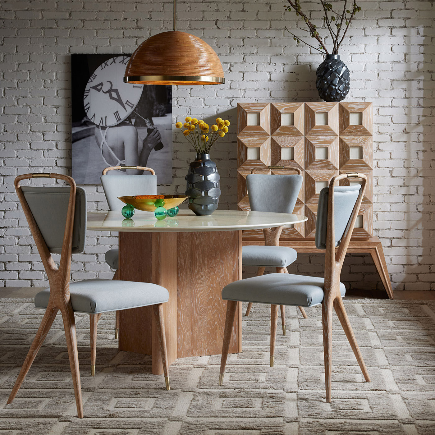 Modern Brussels Y Base Dining Table - Solid Wood Kitchen Table for 4-6 People - Perfect for Small Spaces, Apartments & Cozy Dining Rooms