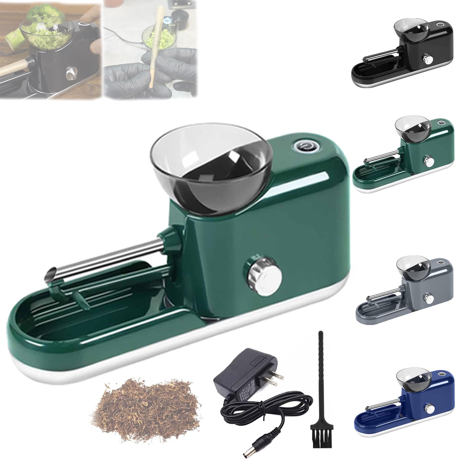 Premium Electric Za Rolling Machine - Automatic 6.5mm/8mm Herb Grinder | Portable & Fast Rolling for Perfect Joints | Ideal for Home Use, Travel & Outdoor Activities (Green)