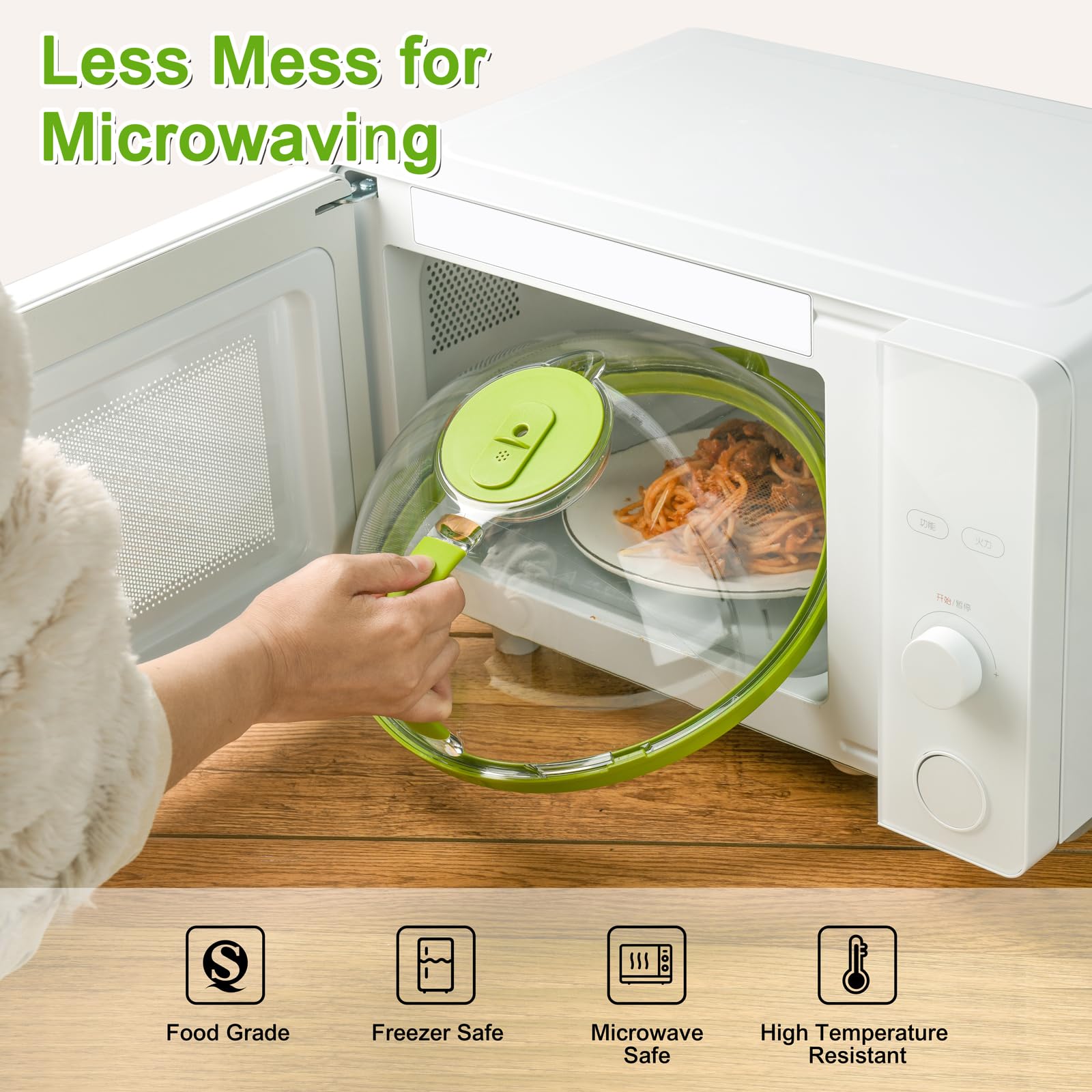 Upgraded Clear Microwave Splatter Cover with Adjustable Vents & Water Steamer - 10