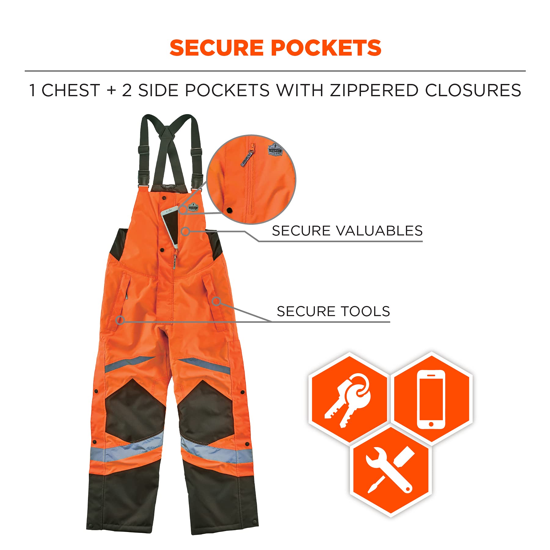 Ergodyne GloWear 8928 High Visibility Insulated Thermal Bib Overalls - Weather-Resistant Workwear for Cold Outdoor Jobs & Construction Safety