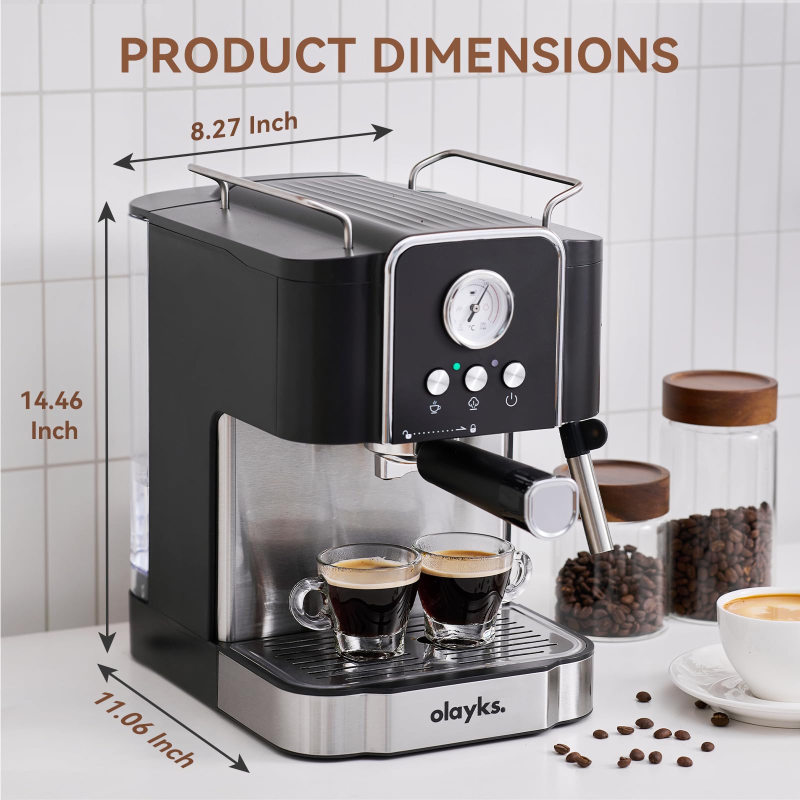 Professional 20 Bar Espresso Coffee Maker with Milk Frother Steam Wand - 1.8L Removable Water Tank for Latte, Cappuccino & Espresso - Perfect Gift for Dad or Mom - Ideal for Home, Office & Coffee Enthusiasts