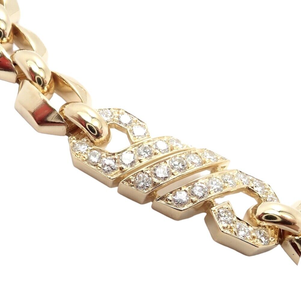 Authentic Cartier Vintage Fox Trot 18k Yellow Gold Diamond Necklace from 1980s - Luxury Jewelry Gift for Women, Perfect for Weddings & Special Occasions