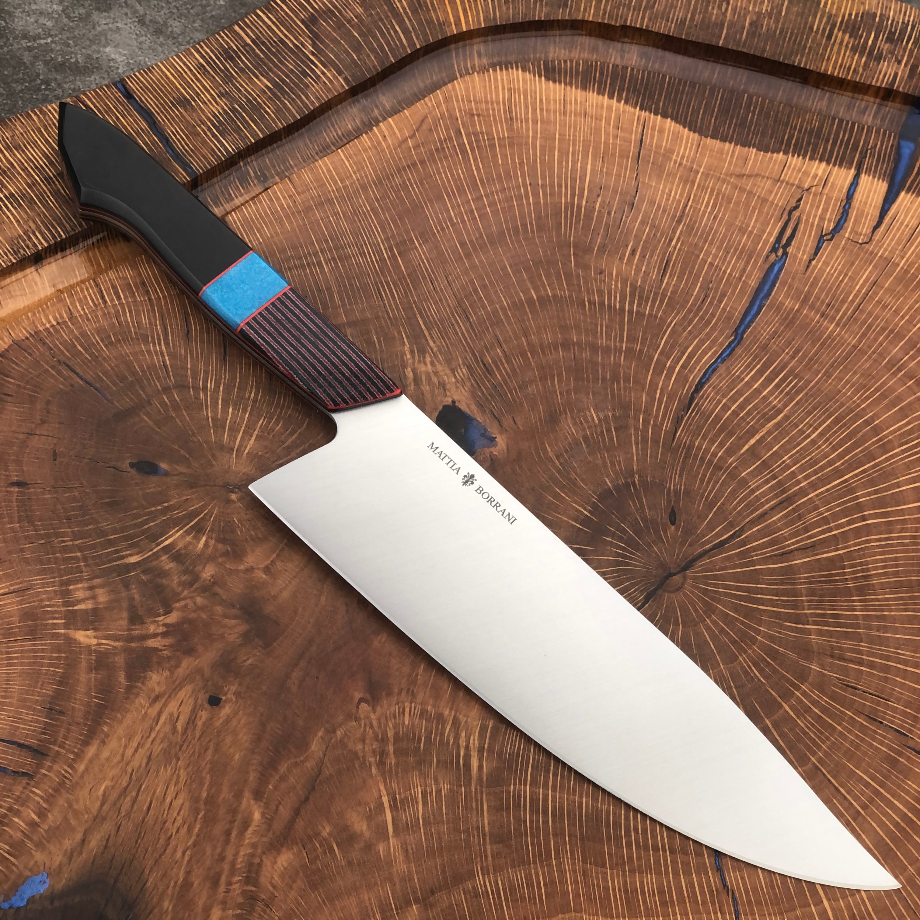 Premium Mattia Borrani 8-Inch Chef Knife - High Carbon Stainless Steel Blade, Ergonomic Handle for Professional Chefs & Home Cooking - Perfect for Slicing, Dicing & Chopping Vegetables, Meat & Herbs