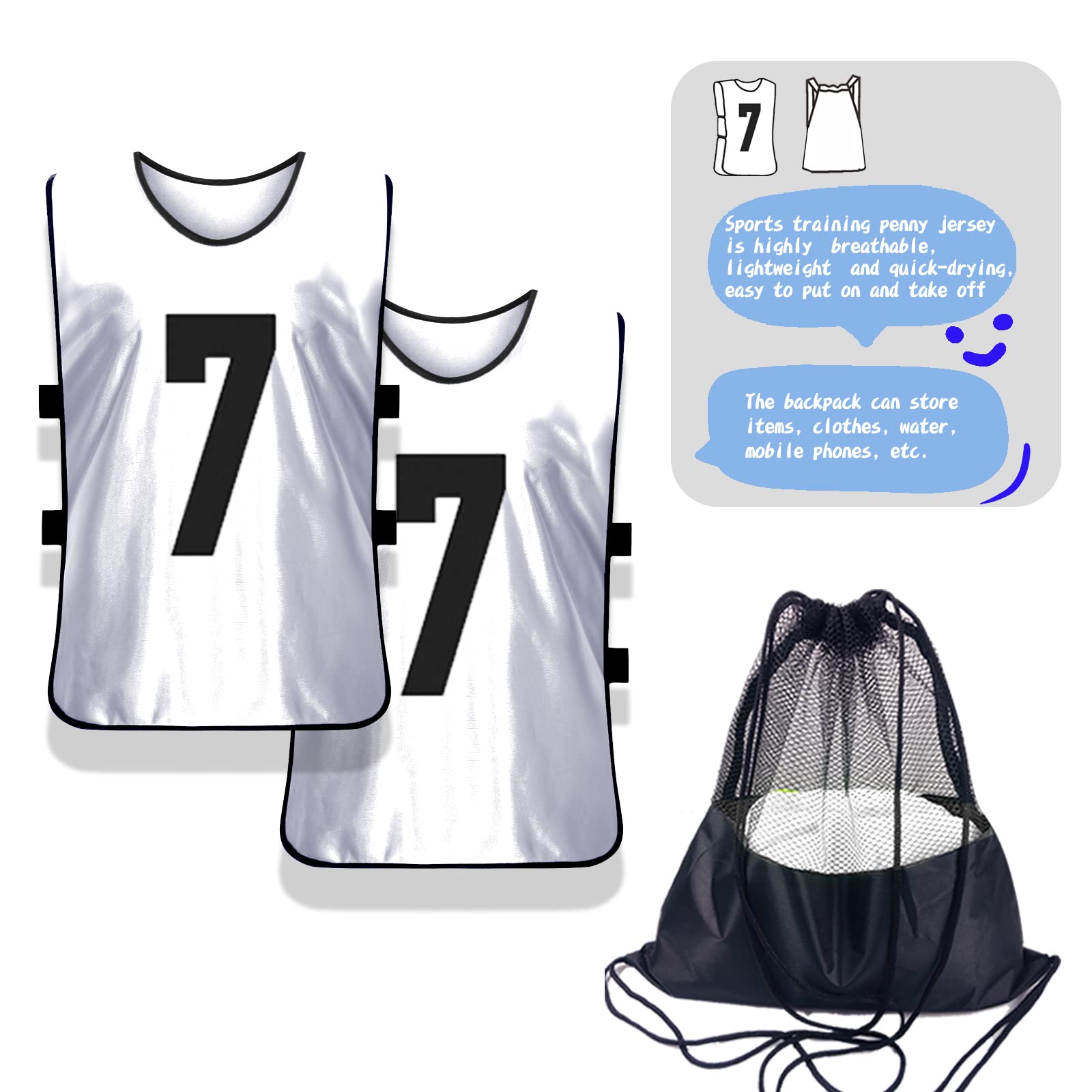 Scrimmage Training Vest - 12 Pack Reversible Soccer Pinnies for Adults & Youth - Numbered Practice Bibs for Team Sports - Perfect for Soccer, Basketball & Football Drills