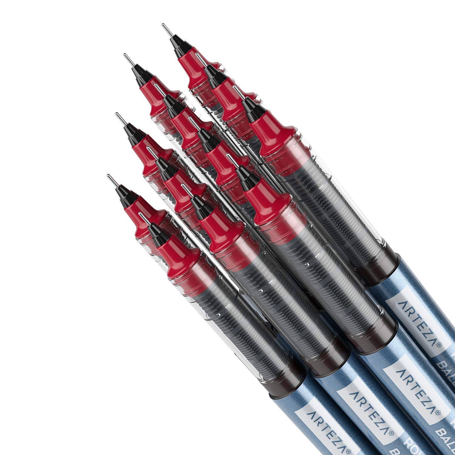 ARTEZA Fine Point Rollerball Pens - Set of 20 Red Liquid Ink Pens with 0.5mm Extra Fine Needle Tip for Precise Lines - Perfect for Journaling, Sketching & Note Taking