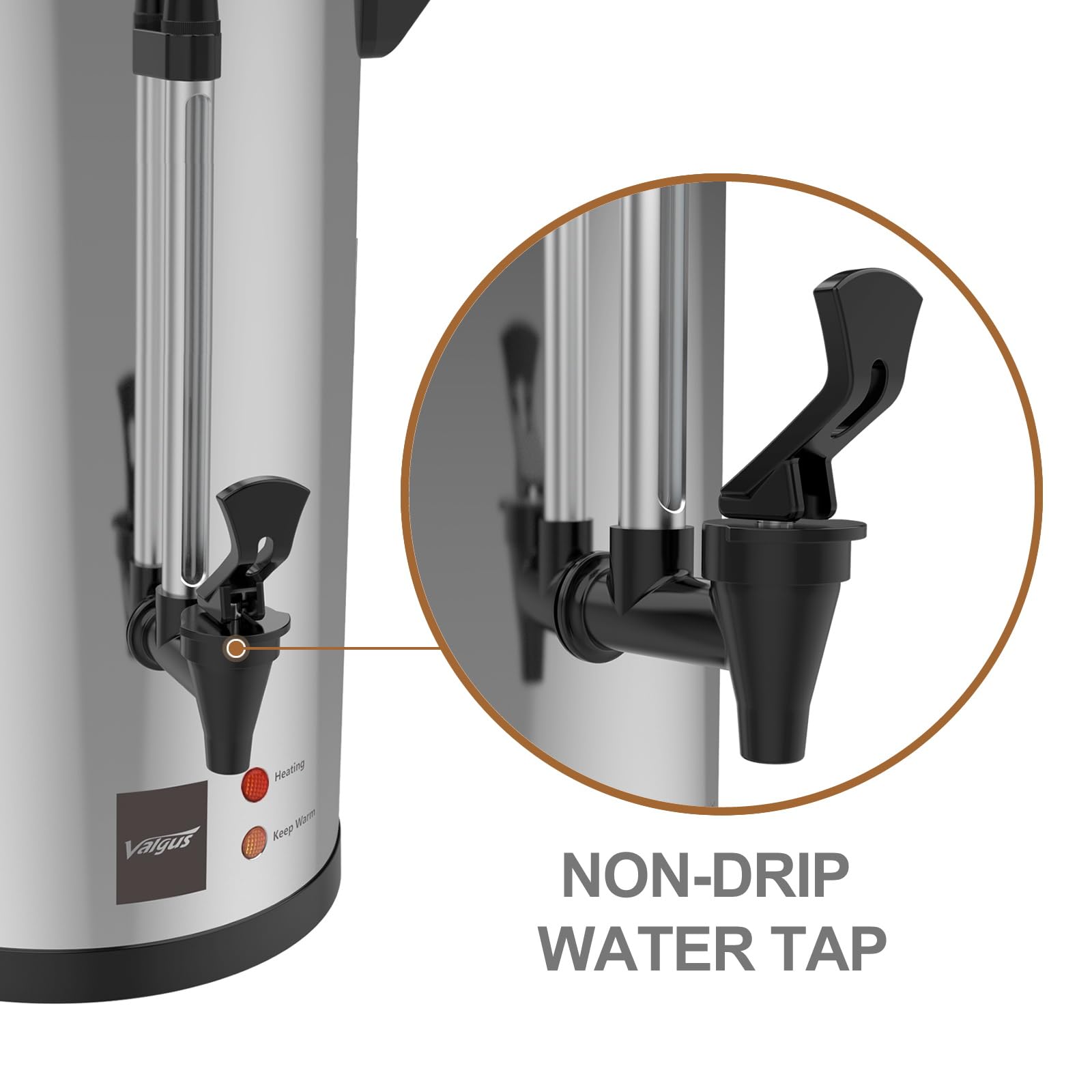 Valgus Commercial Grade 12L Stainless Steel Coffee Urn - 80 Cup Percolator with Auto Temperature Control | Perfect for Parties, Office, Weddings & Catering Events | Large Capacity Hot Water Dispenser for Crowds