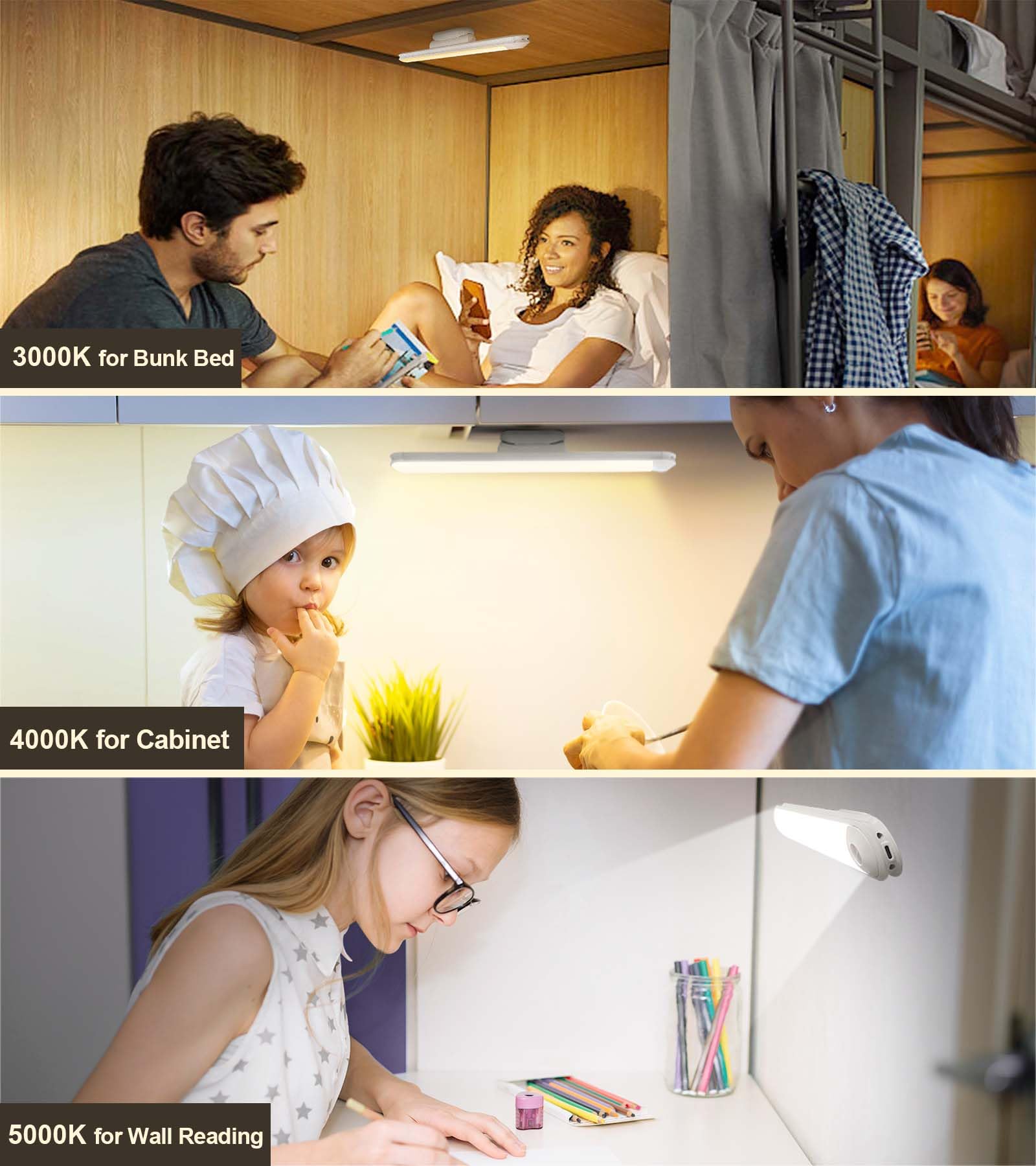 Rechargeable LED Touch Light Bar with Remote Control - Dimmable Stick-on Wall Mirror Lights for Makeup, Reading & Bunk Beds | 5W 2400mAh Battery Operated Headboard Lamp | Perfect for Bedroom, Vanity & Nighttime Use