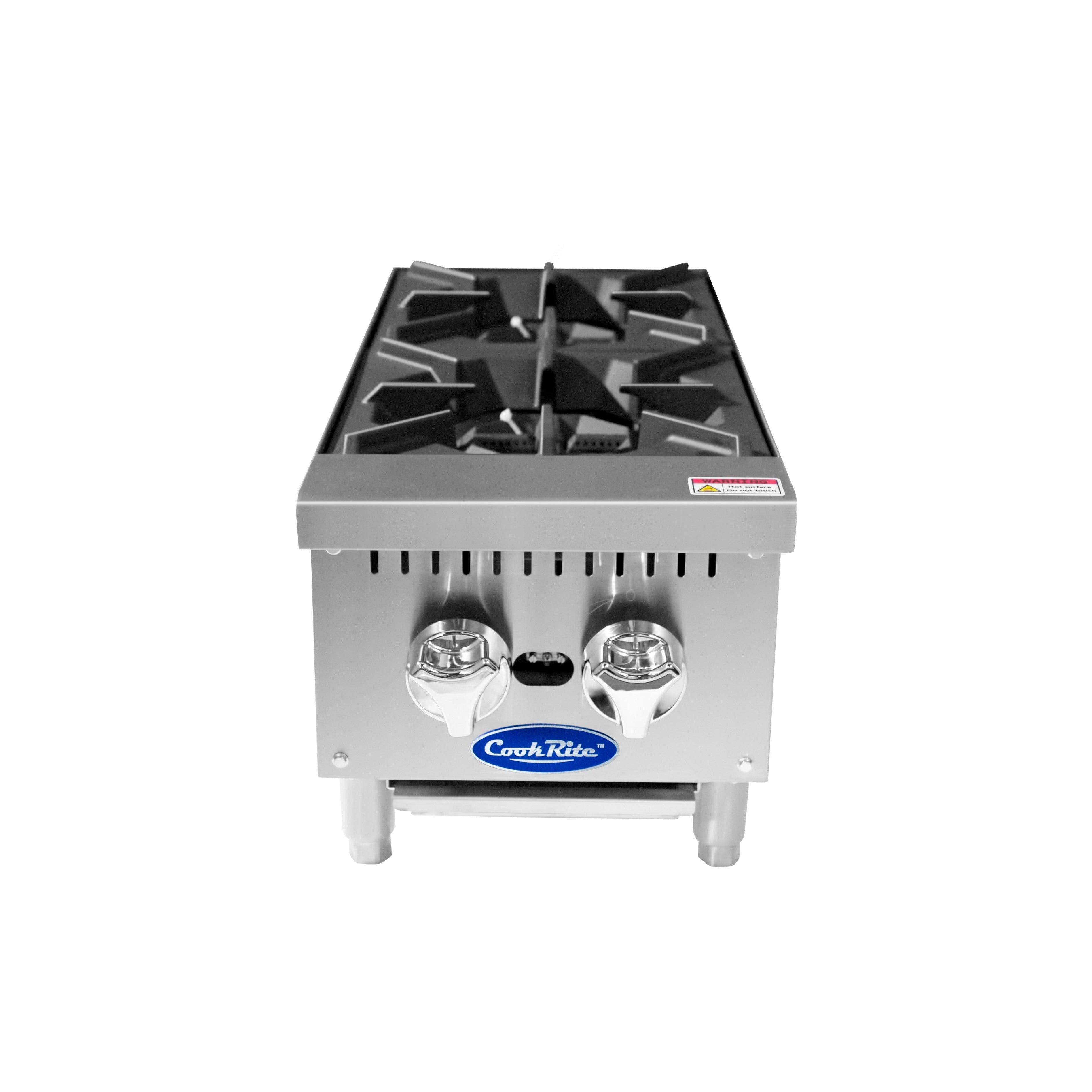 Atosa ACHP 2 12 Natural Gas 2 Burner Heavy Duty Commercial Countertop Range - 64,000 BTU High Output for Restaurant, Food Truck & Catering Kitchen Use