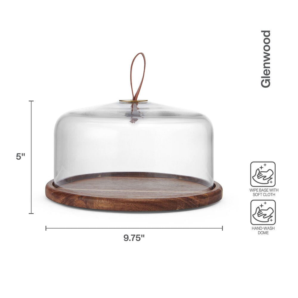 Glenwood 12-Inch Glass Cake Plate with Dome Lid - Elegant Serving Platter for Desserts, Cakes, and Pastries - Perfect for Parties, Weddings, and Special Occasions