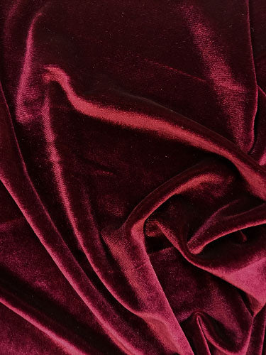 Stretch Velvet Fabric by the Yard - 60 Inches Wide for DIY Dresses, Curtains & Upholstery - Premium Wine Red Velvet Material for Sewing & Craft Projects