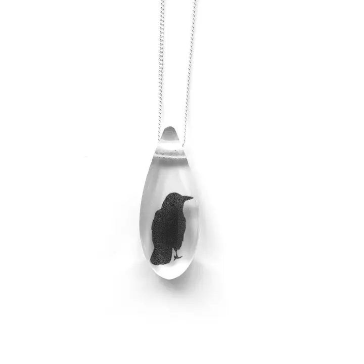 Black Drop Designs Gothic Crow Drip Necklace - Elegant Gothic Jewelry for Women, Perfect for Halloween, Cosplay, and Dark Fashion Accessories