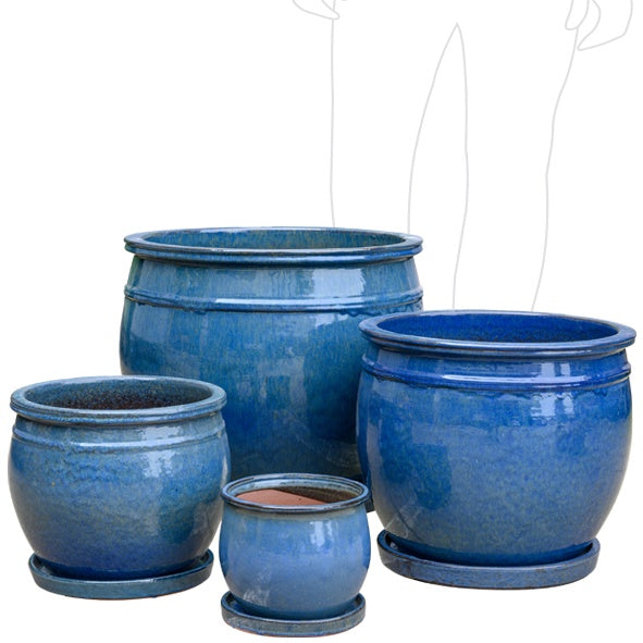 Magnum Planter with Saucer - Blue Mood Ceramic Flower Pot for Indoor & Outdoor Plants | Perfect for Home Decor, Garden, Patio, and Office Spaces