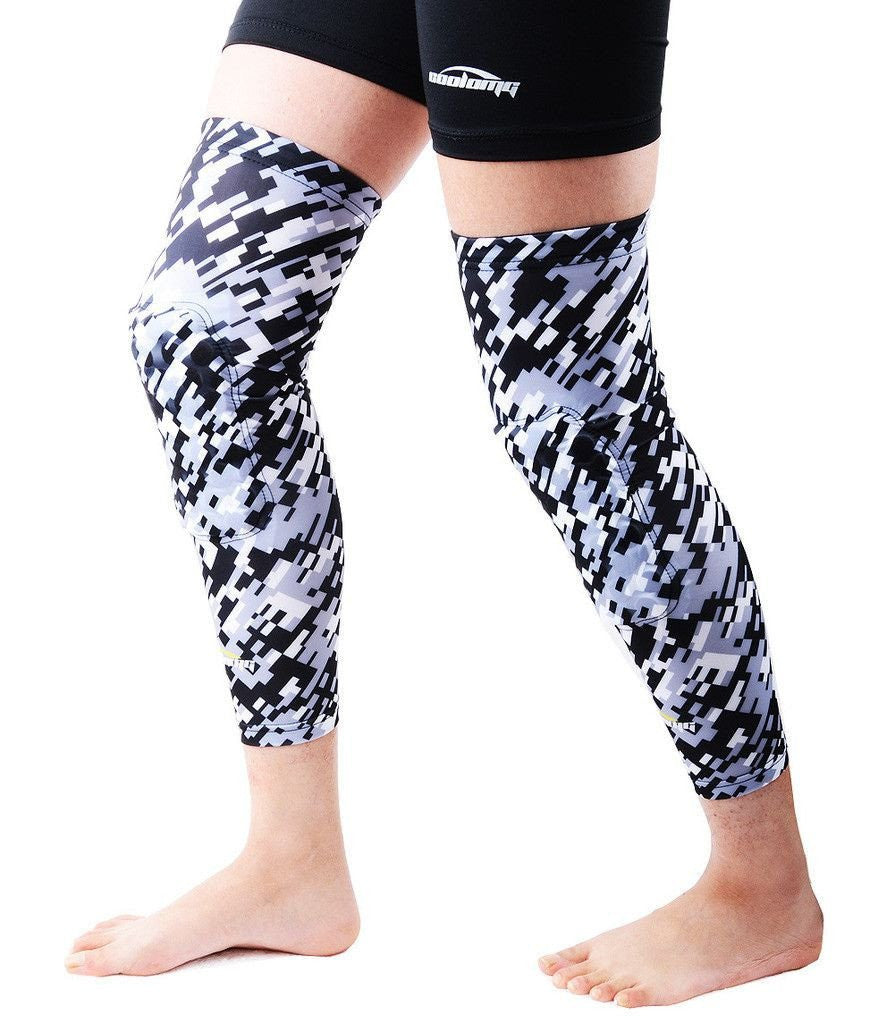 Digital Camo Black Gray Knee Pads - Breathable Leg Sleeves for Sports & Outdoor Activities (2PCS) - Perfect for Running, Cycling, Hiking & Workouts