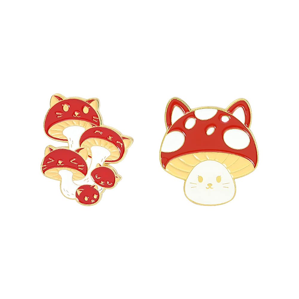 4Pcs Alloy Brooch Pin Set - Cute Cartoon Mushroom Pins for DIY Backpacks, Hats, Jackets & Jewelry - Funny Student Gifts & Accessories (Perfect for School, Parties & Fashion Outfits)