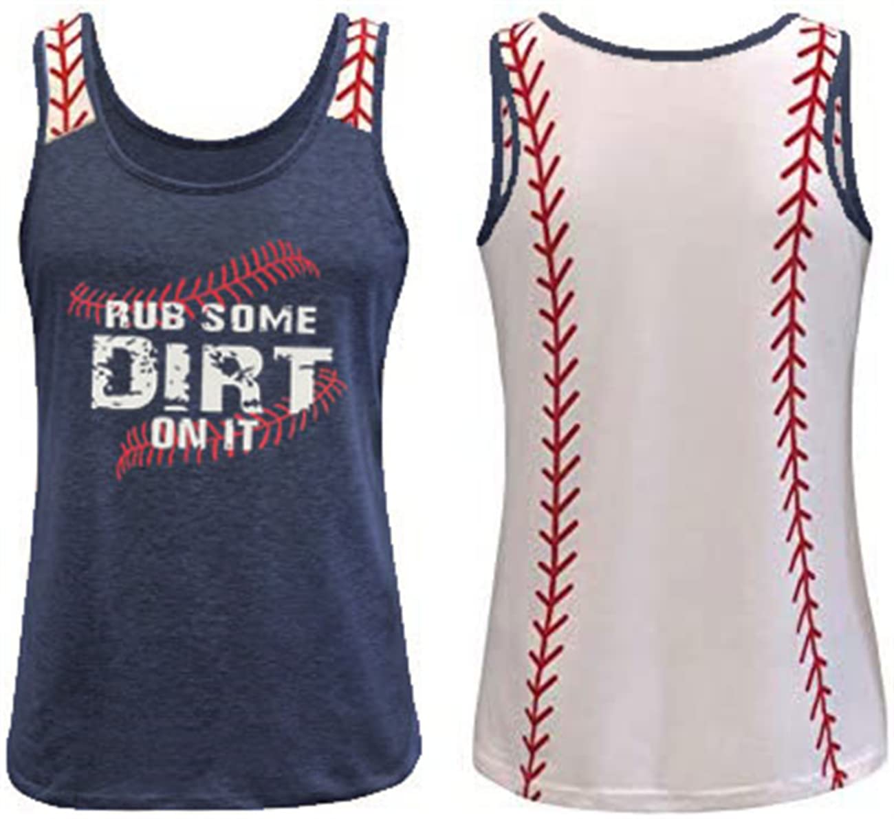 HEYO Baseball Mom Tank Top - Women's Sleeveless Graphic Tee with 'Rub Some Dirt On It' Print - Perfect for Baseball Games, Practice & Mom Support