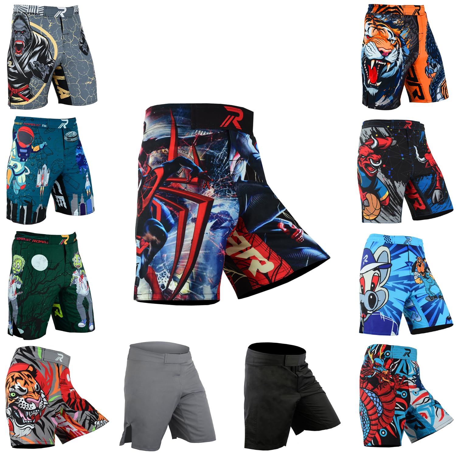ROAR-INT Kids MMA Shorts - Breathable BJJ & Muay Thai Training Shorts for Boys & Girls - Perfect for Boxing, Grappling, Kickboxing & Gym Workouts - Lightweight & Durable for Martial Arts Practice