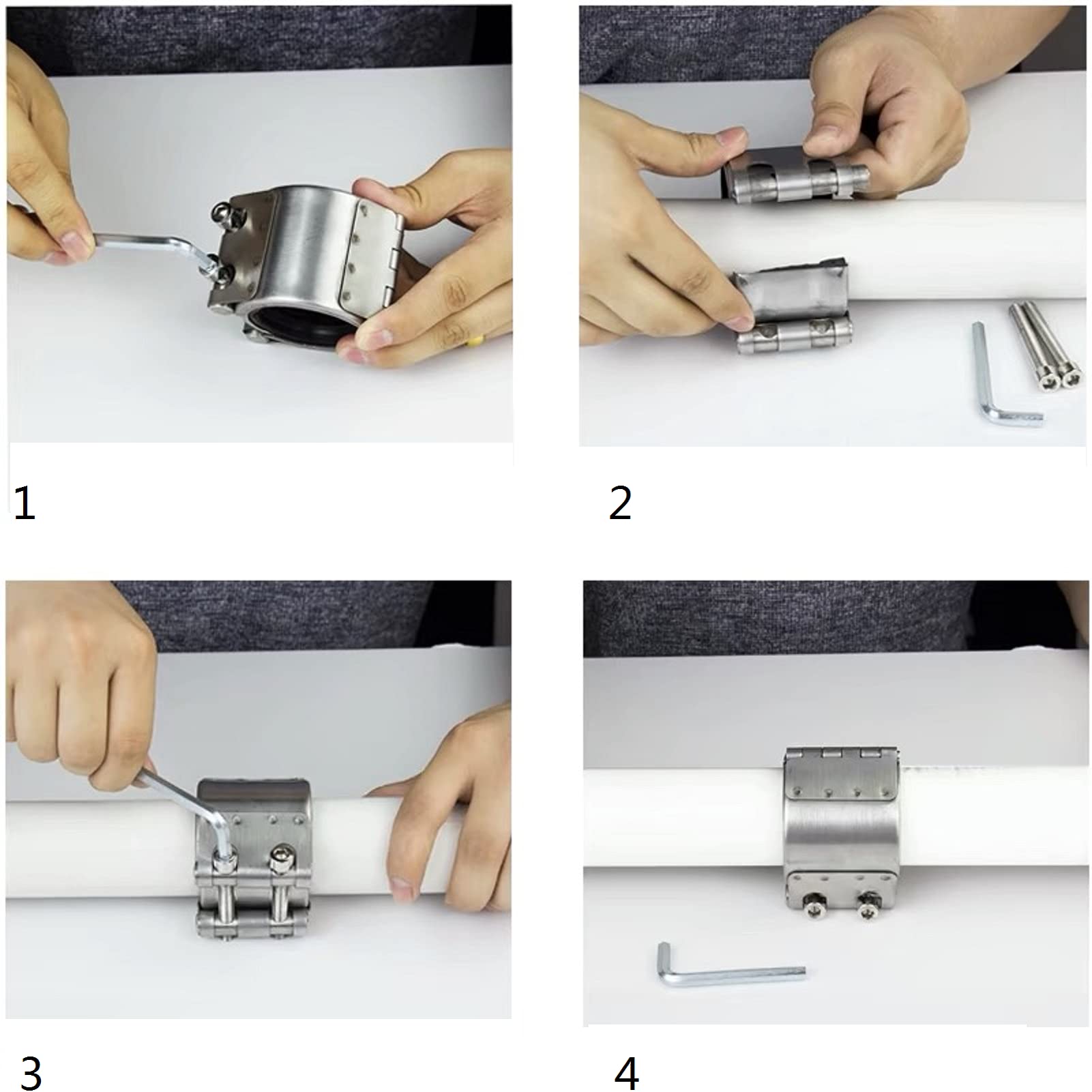 Emergency Pipe Repair Clamp Kit - 4 Inch (113mm-116mm) for Plastic & Metal Pipes - Leak Sealer for Plumbing, HVAC & Home Maintenance - Fix Burst or Leaking Pipes Quickly