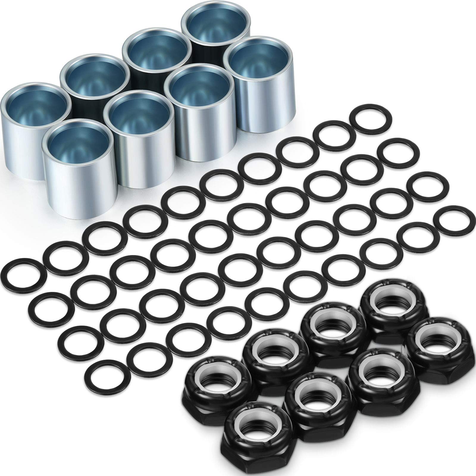 56 Pcs Skateboard Truck Hardware Kit with 8 Spacers, 8 Axle Nuts & 40 Speed Rings - Complete Skateboard & Longboard Accessories for Smooth Riding & Maintenance
