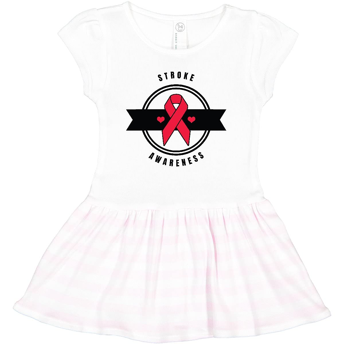 Inktastic Stroke Awareness Red Ribbon Banner Toddler Dress - Cute & Comfortable Outfit for Kids, Toddler Girls, Awareness Events & Casual Wear