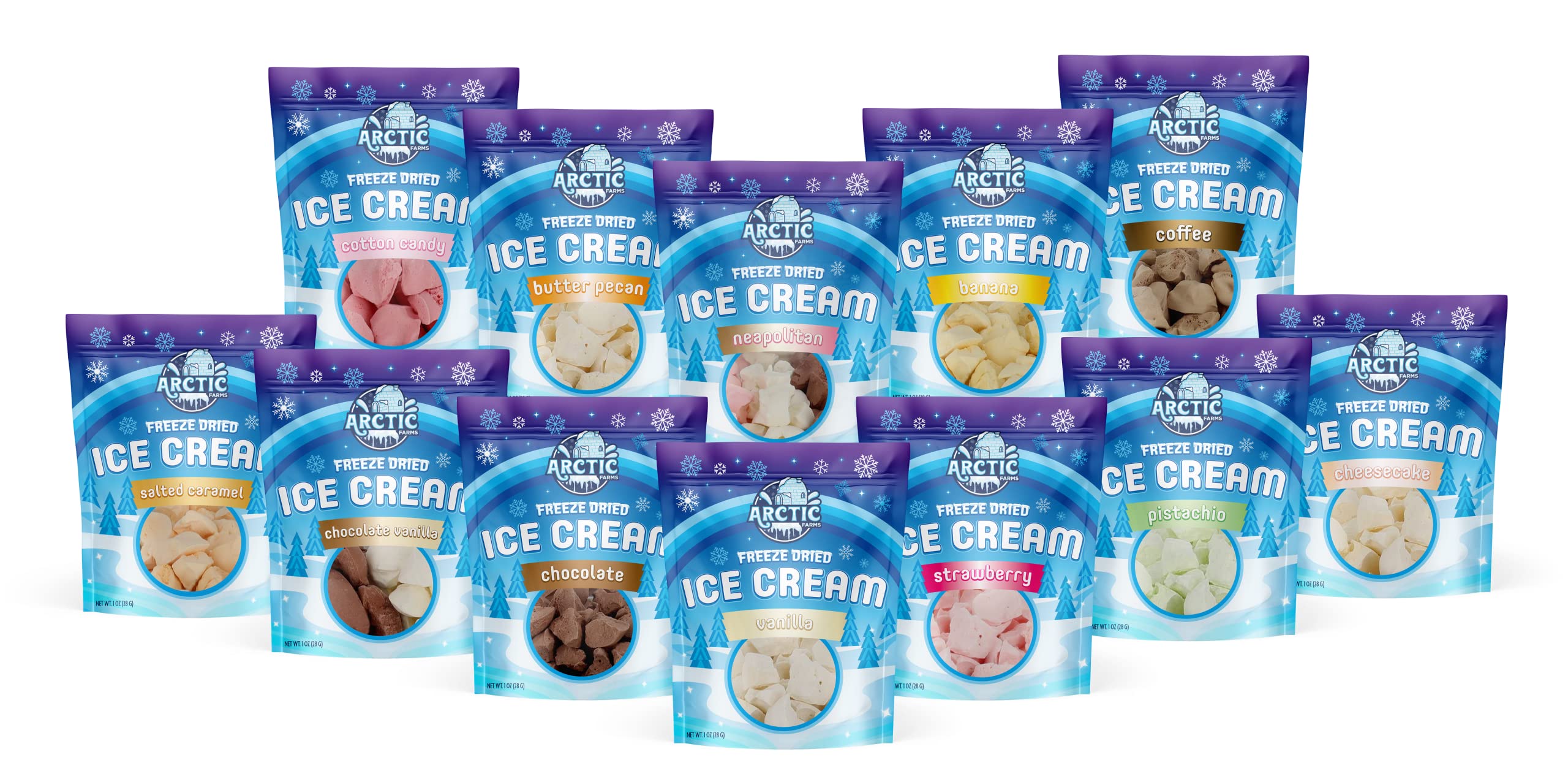 Freeze Dried Ice Cream - Non Melting Cotton Candy Flavor (Pink) | Arctic Farms | Perfect for Camping, Hiking & Emergency Food Storage