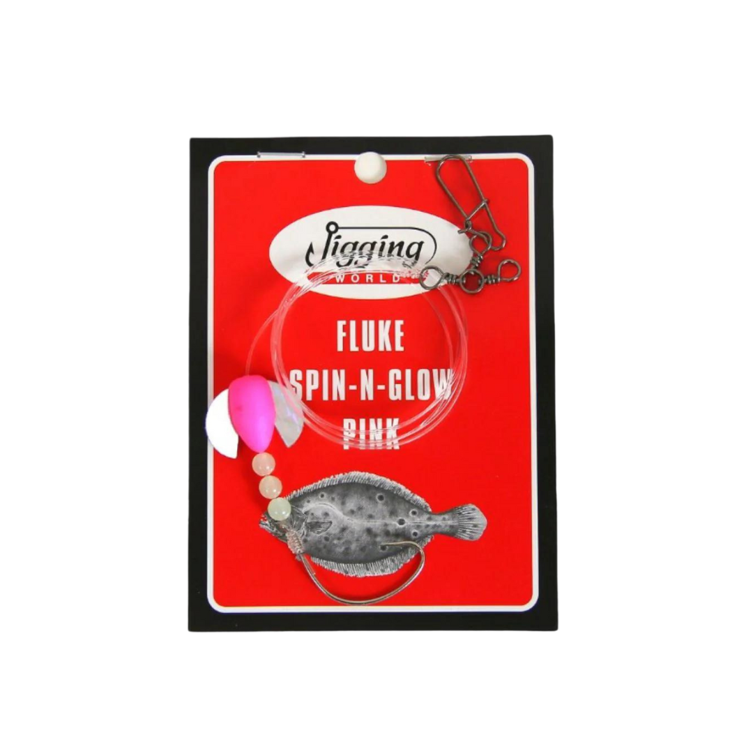 Jigging World Spin & Glow 3 Way Fluke Fishing Rigs with Sinker Snap - Saltwater & Freshwater Fluke Fishing Lures for Surf Casting & Boat Fishing