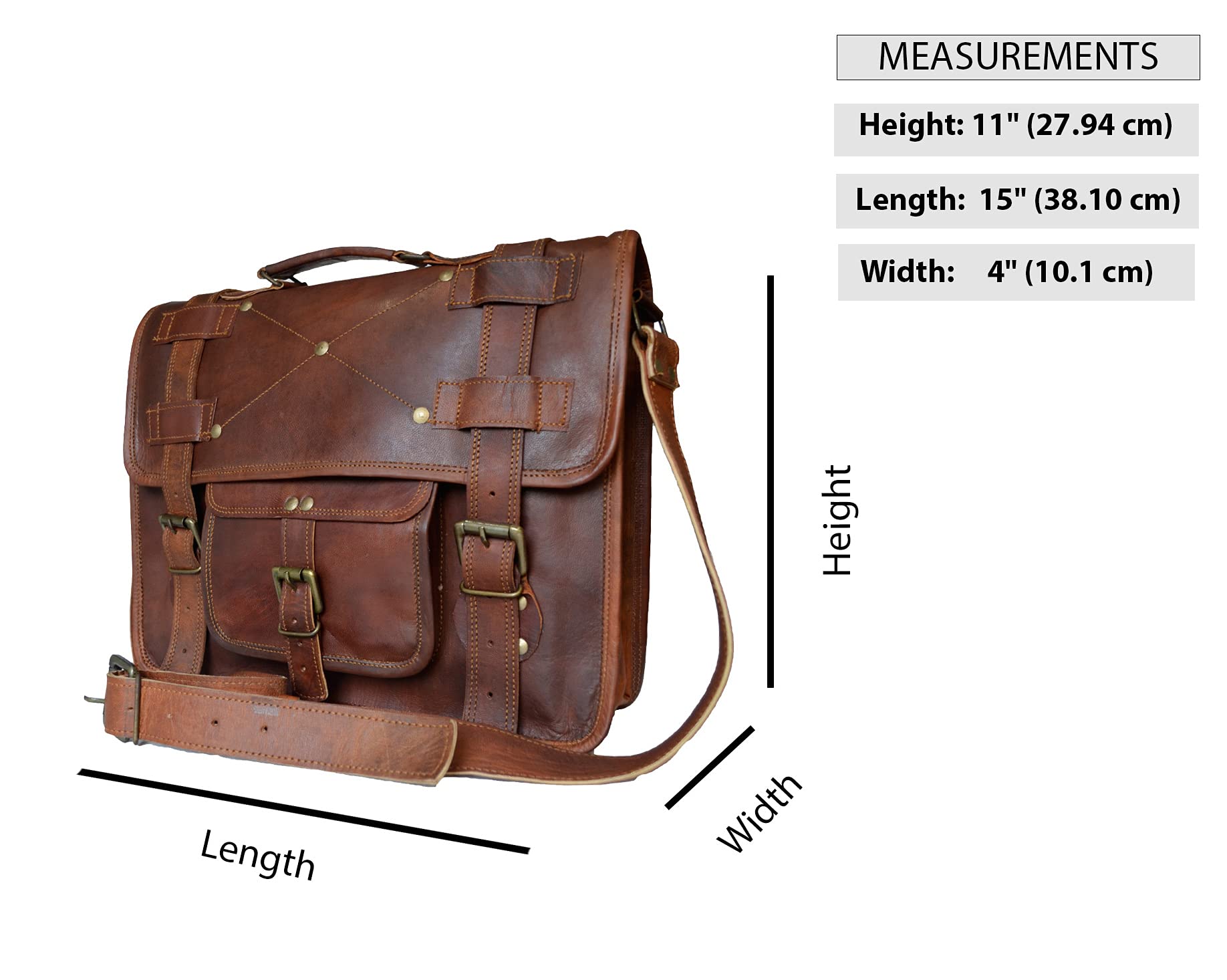 Premium Genuine Leather Briefcase for Men - Stylish Brown Office Laptop Messenger Bag - Perfect for Business, Work & Travel - Durable Work Bag for Professionals & Executives