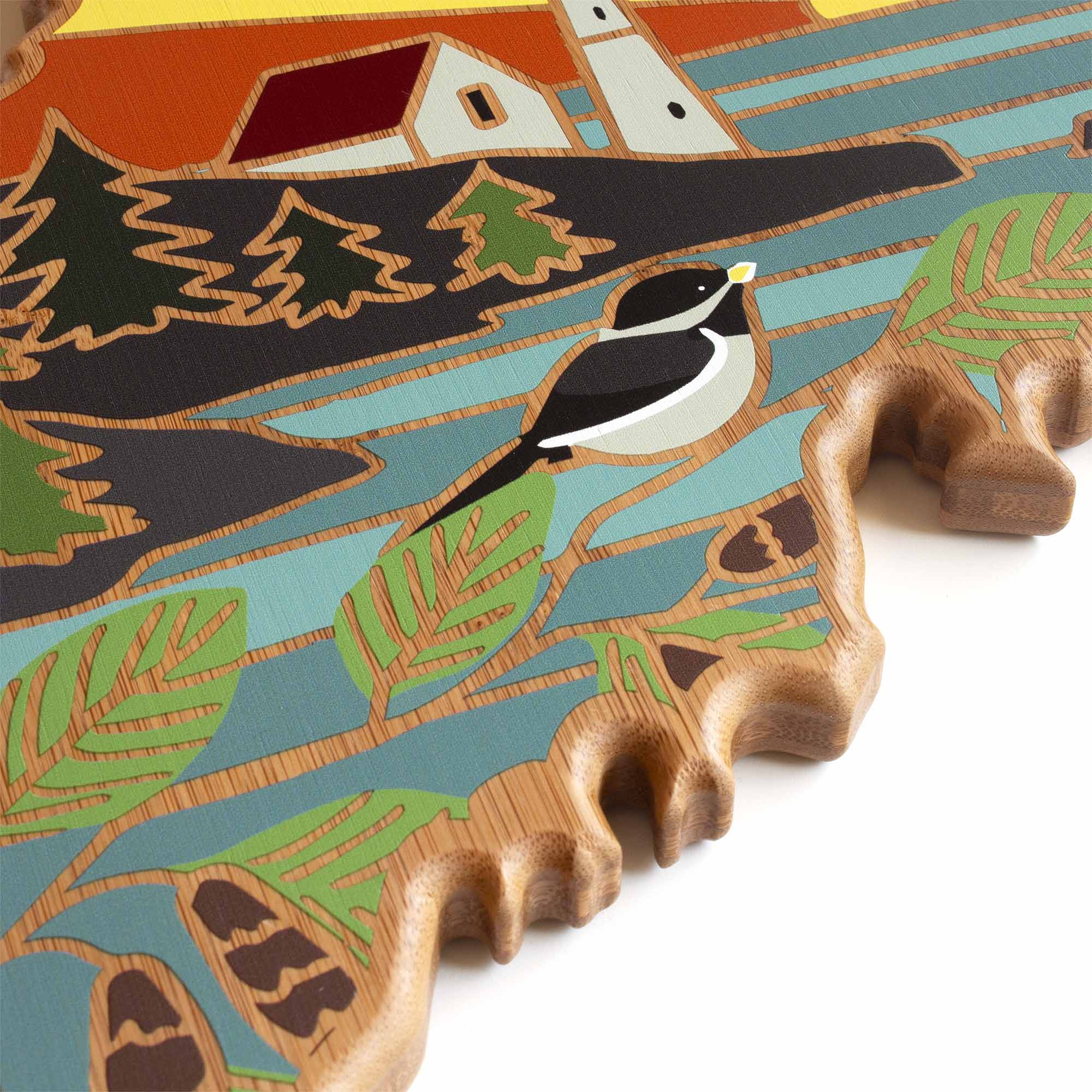 Handcrafted Maine Wood Cutting Board with Summer Stokes Artwork - Perfect for Kitchen Prep, Charcuterie Boards & Gift Giving