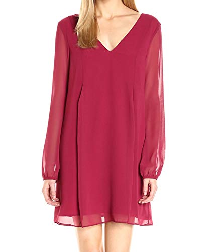 BCBGeneration Women's Rose Long Sleeve V-Neck Floral Dress - Elegant Casual Wear for Office, Date Night & Special Occasions