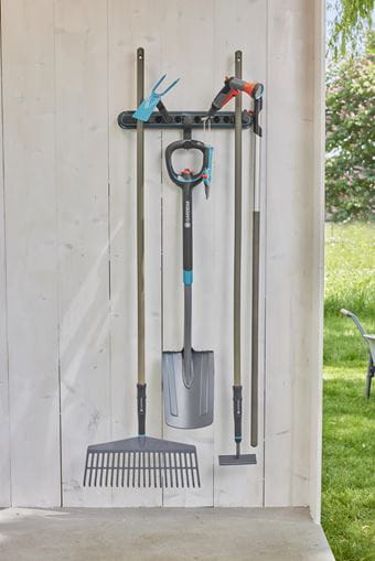 Gardena Flex Tool Rack - Heavy Duty Wall Mounted Garden Tool Organizer for Shovels, Rakes & Outdoor Equipment - Perfect for Garage, Shed & Backyard Storage