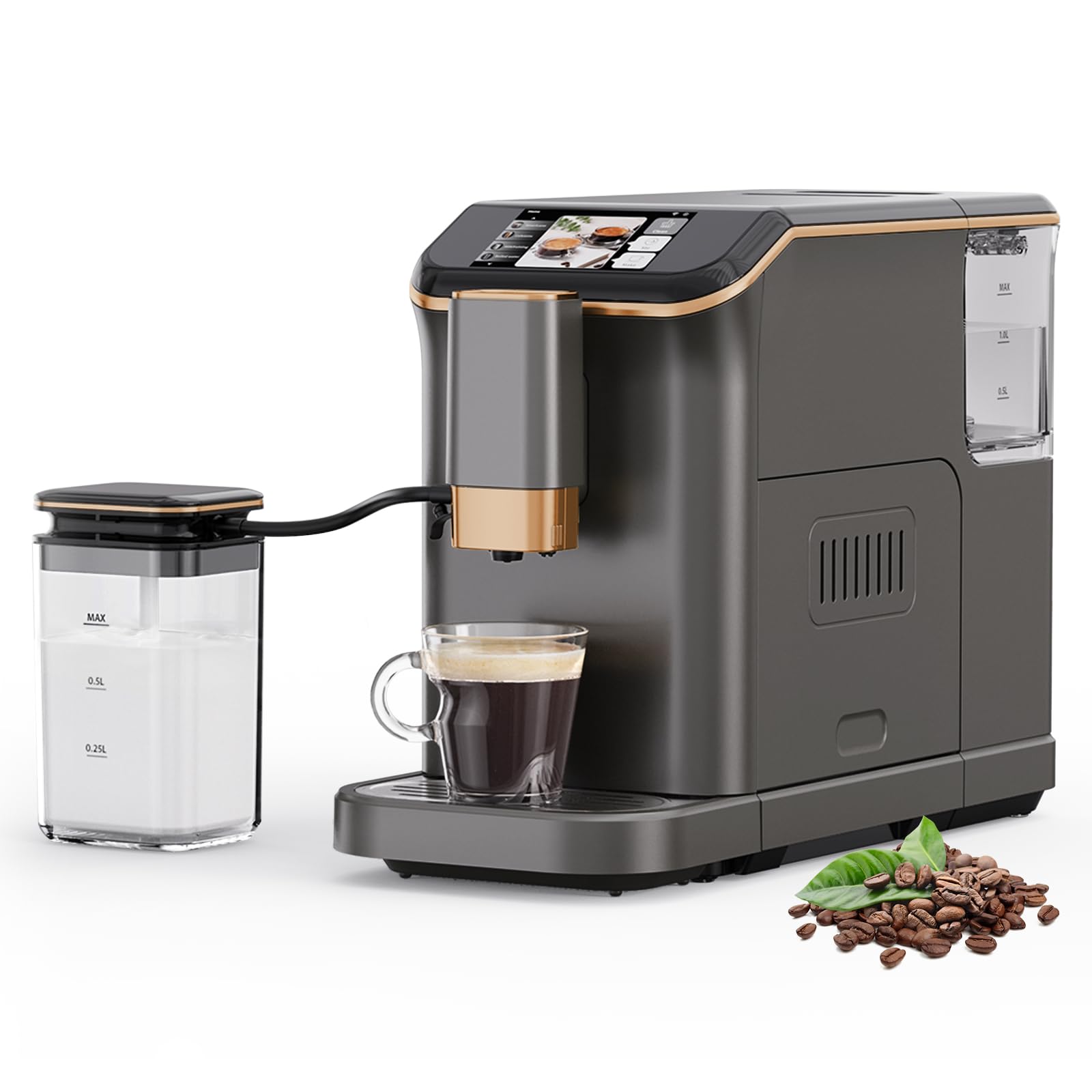 Premium Super Automatic Espresso Machine with 20 Bar Pressure & Milk Frother - 1350W Powerful Coffee Maker for Home & Office, Easy Clean Manual Espresso Machine - Perfect Gift for Coffee Lovers (Ideal for Cappuccino, Latte & Americano Making)