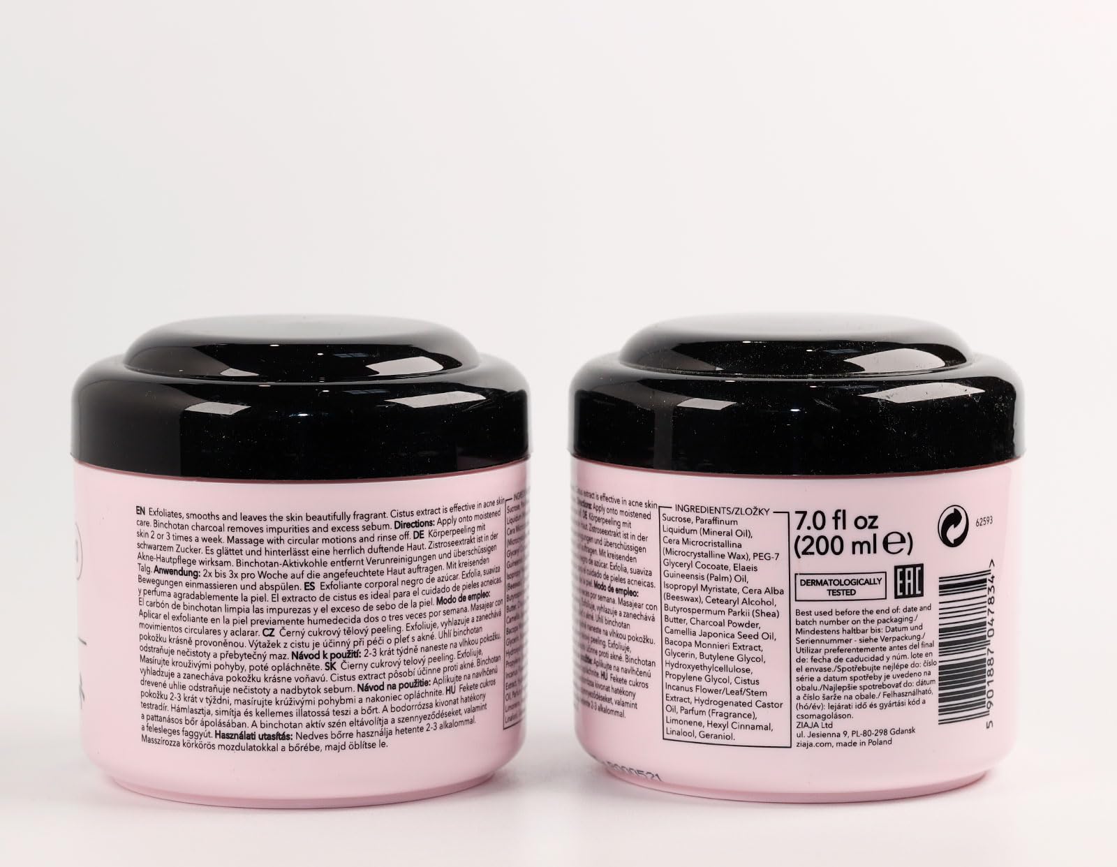 Ziaja Jeju Black Sugar Body Scrub - Exfoliating & Moisturizing Body Polish for Smooth Skin | Perfect for Dry Skin & Pre-Shave Exfoliation