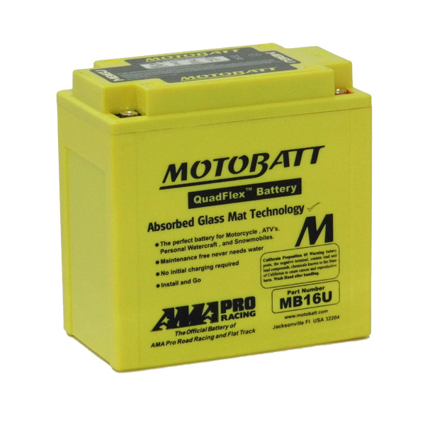 Motobatt MB16U 12V 20Ah AGM Motorcycle Battery - High Performance, Maintenance-Free Power for Harley, Honda, Kawasaki & More - Perfect for Cruisers, Touring Bikes & Off-Road Adventures
