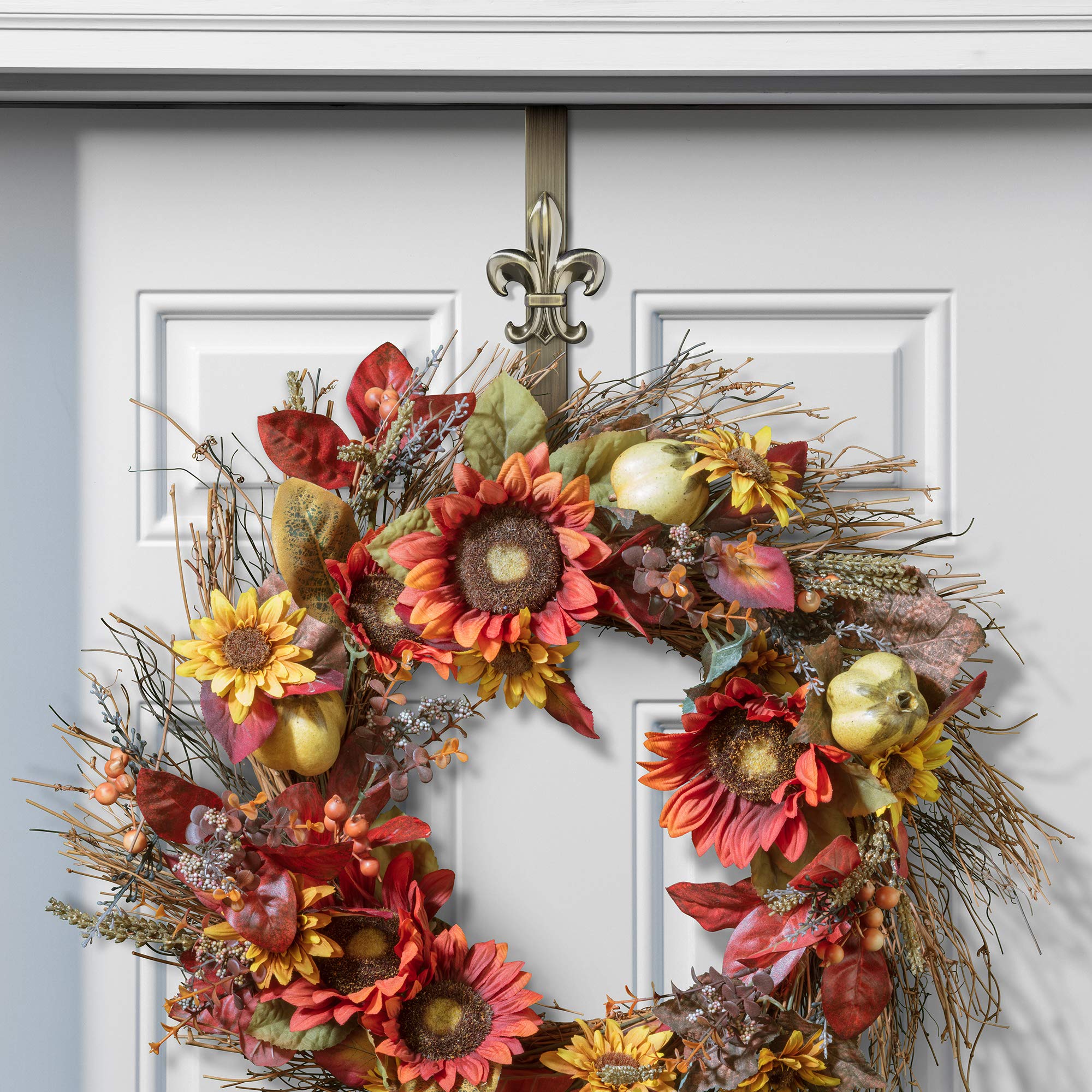 Adjustable Wreath Hanger 2-Pack - Antique Brass for Door Decor
