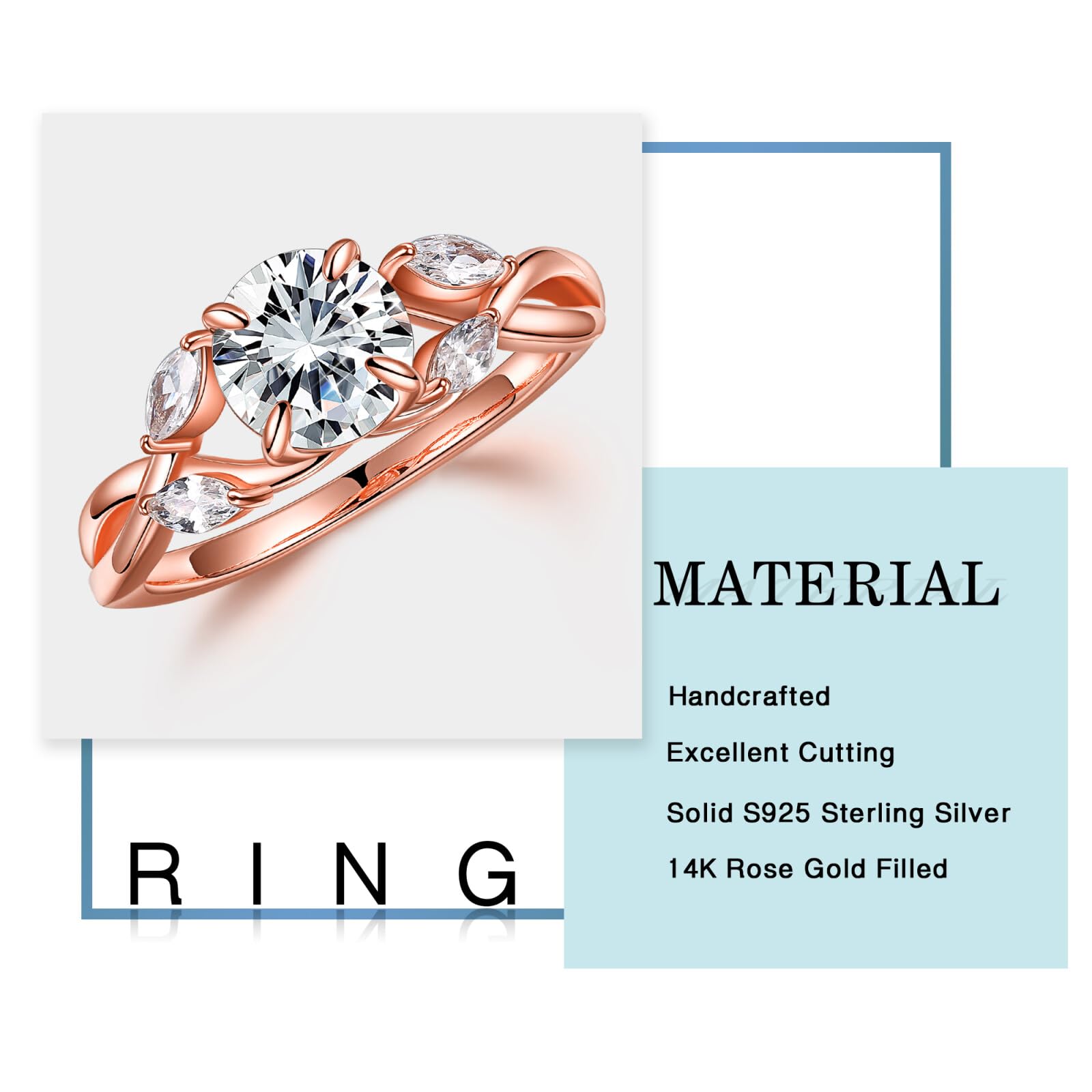 MOOSEA 1.2ct D Color VVS1 Clarity Lab-Created Moissanite Engagement Ring for Women - 925 Sterling Silver Twig Design Wedding Band, Anniversary Jewelry Gift for Her - Perfect for Proposals, Weddings & Special Occasions