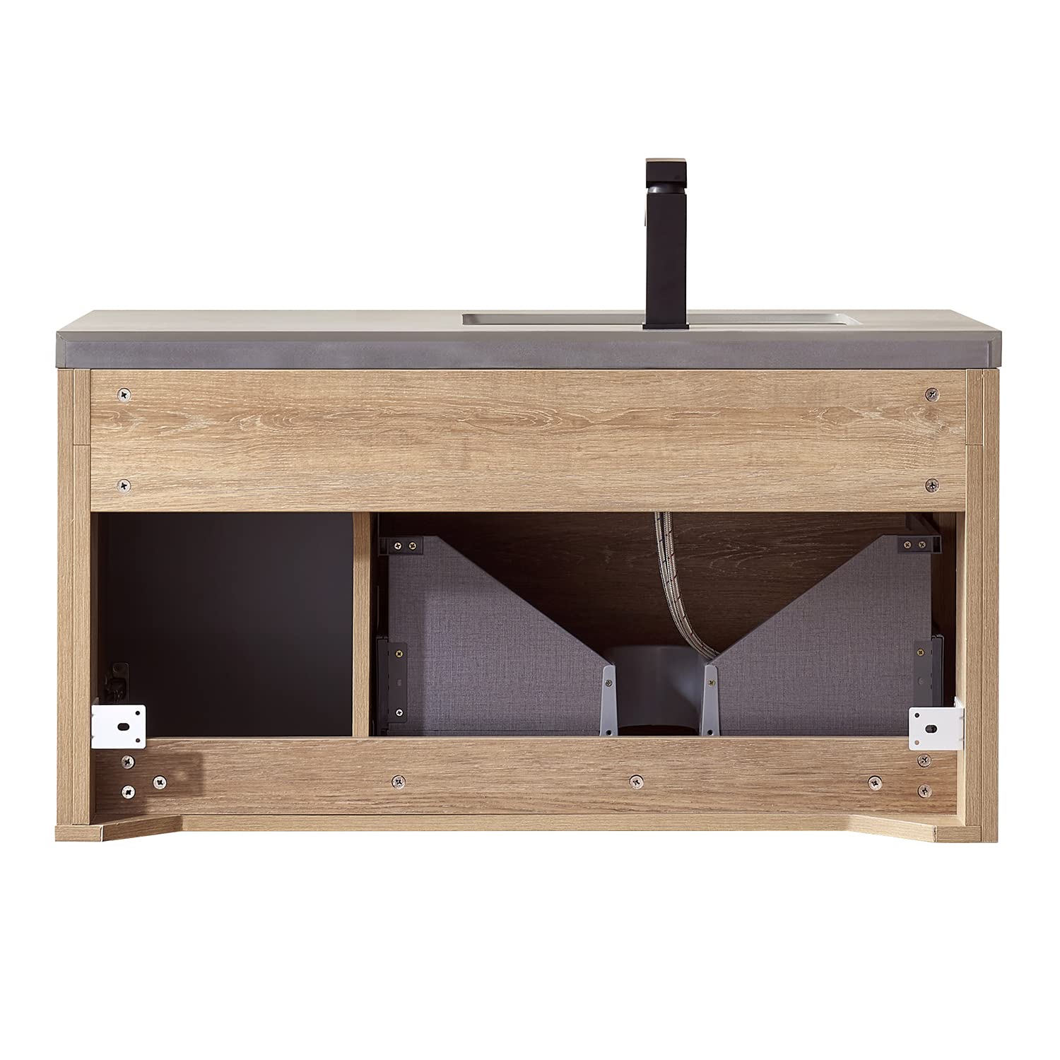 VINNOVA Carcastillo Bathroom Vanity with Sink - 36 Inch Modern Oak Wood Vanity for Bathroom - North American Solid Oak Construction - Perfect for Master Bath, Guest Bath & Powder Room Remodeling