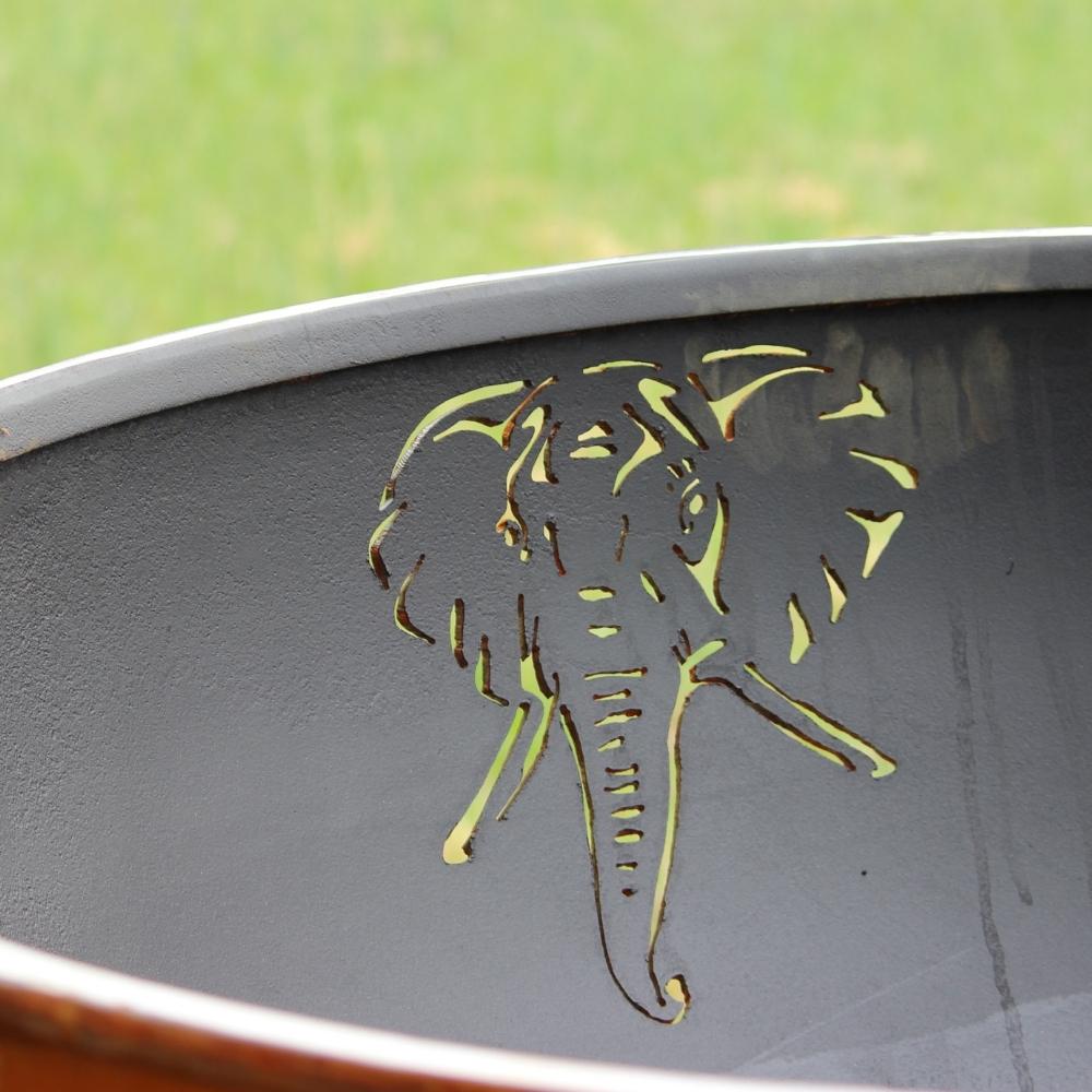 41 Inch Handcrafted Carbon Steel Fire Pit - Africa's Big Five Design | Outdoor Camping, Backyard, Patio, Garden Decor
