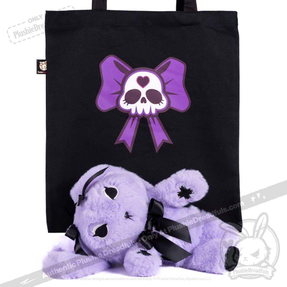 Goth Rabbit Plush Stuffed Animal - Soft Dark Aesthetic Plushie Dreadfuls for Gothic Decor, Bedroom Cuddling & Alternative Gift Ideas
