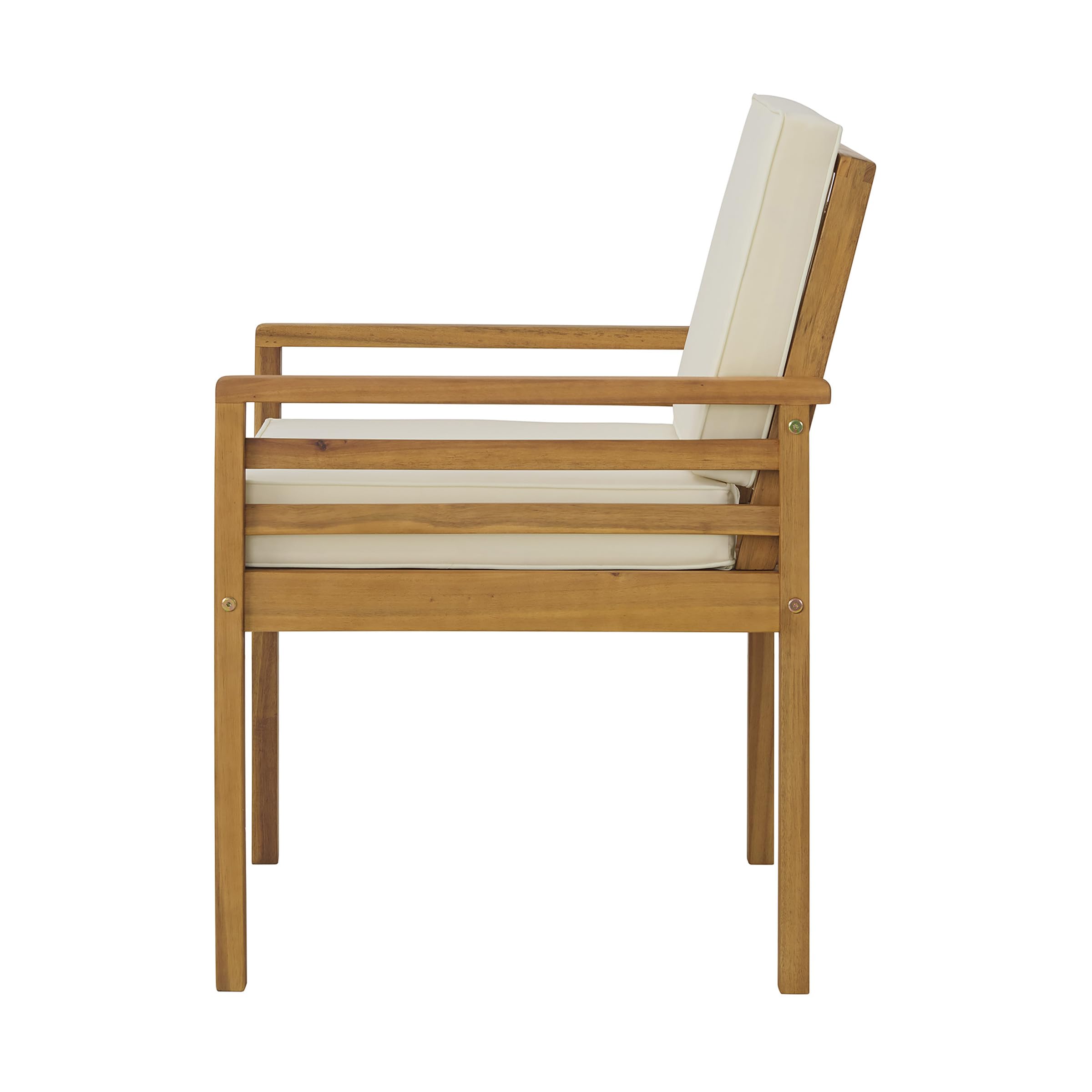 Alaterre Okemo Outdoor Sofa - Natural Wood Frame with Cream Cushions - Weather-Resistant Patio Furniture for Garden, Poolside & Backyard Relaxation