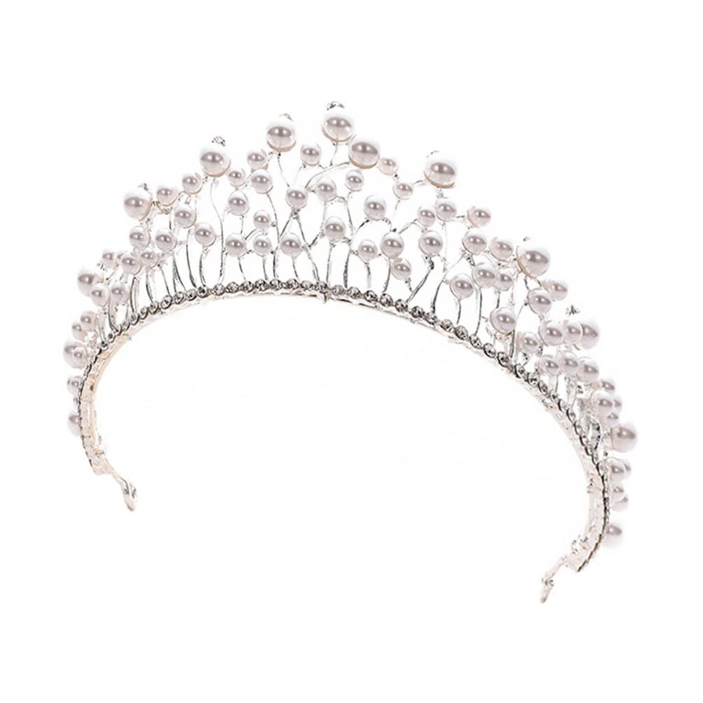 FOMIYES Pearl & Rhinestone Crown Headband for Women - Elegant Alloy Bridal Hair Accessory, Shiny Pageant Tiara for Weddings, Parties & Special Occasions