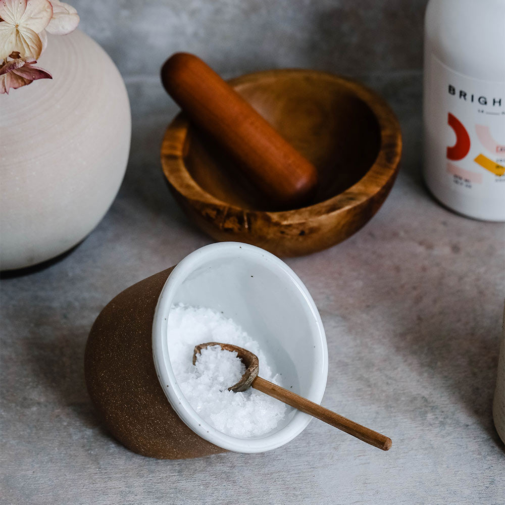 Handmade Rustic Ceramic Salt Cellar with Lid - Natural Tabletop Salt Keeper for Kitchen, Dining & Cooking - Perfect for Salt, Pepper & Spices Storage