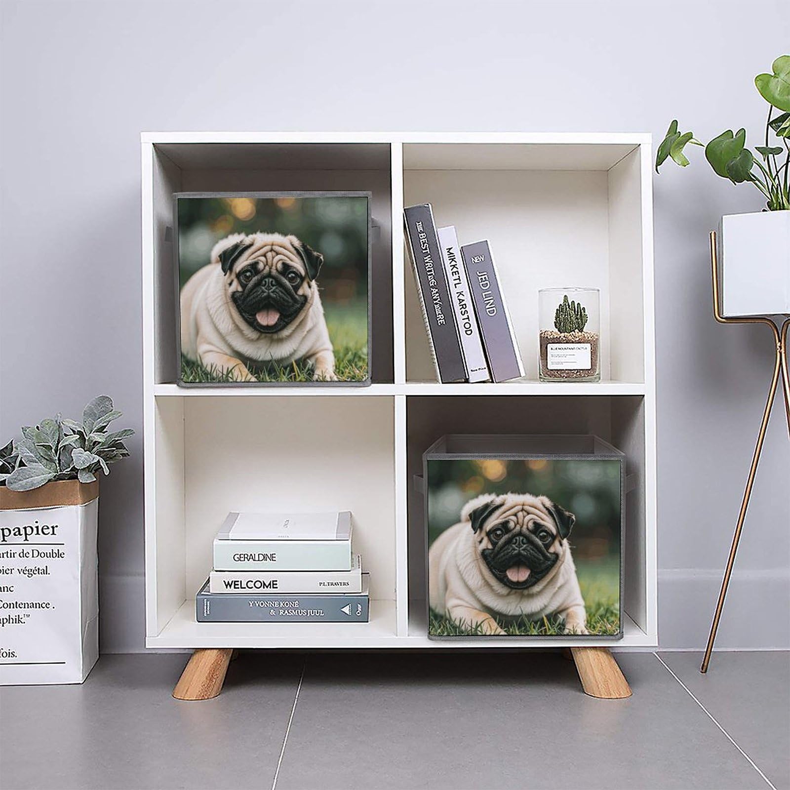 1PCS Foldable Storage Bins - Pug Dog Printed Large Capacity Storage Box with Handle, Organizer Cube for Playroom, Office & Home Organization | Perfect for Toys, Books & Clutter Control