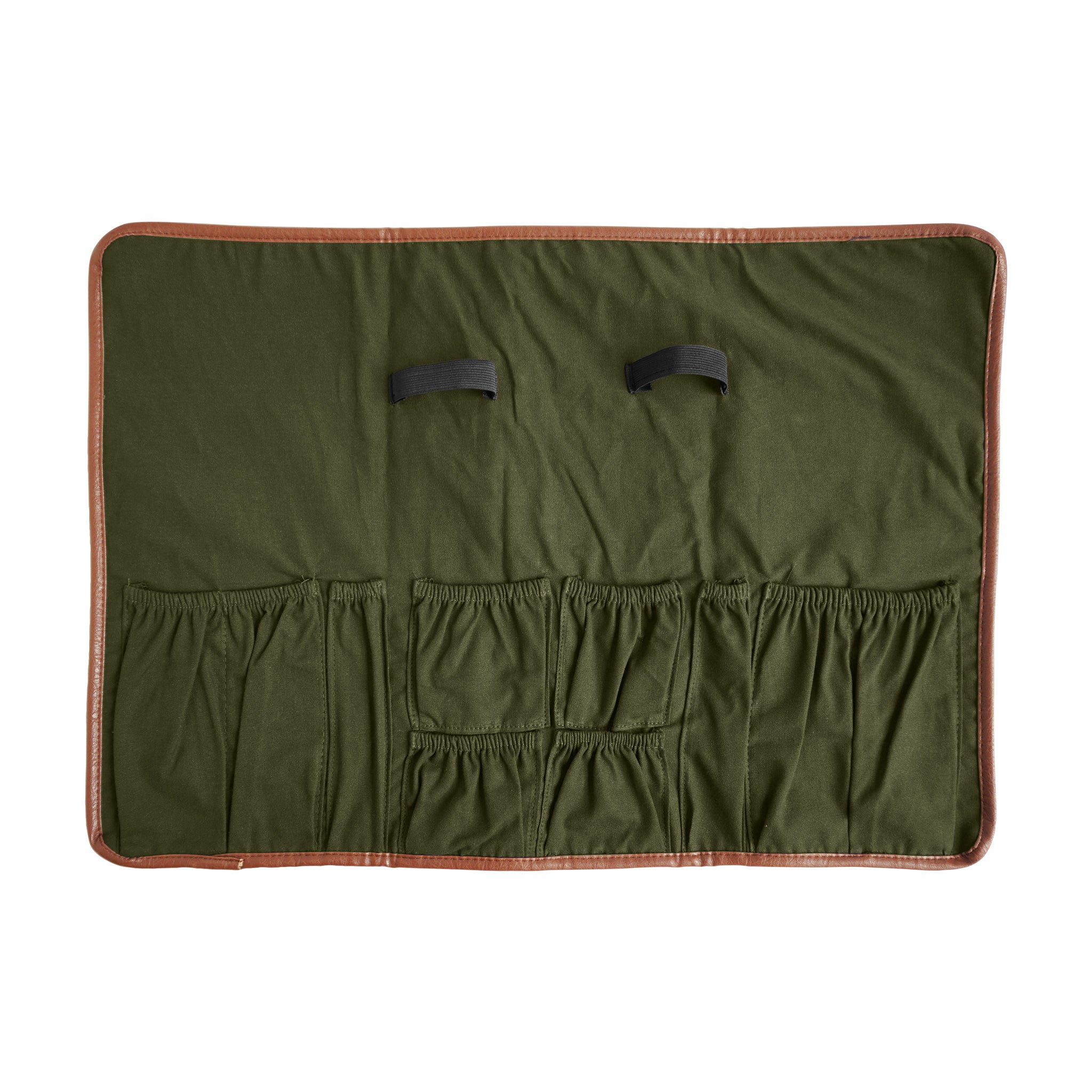 BARWARE ROLL UP - Army Green Canvas Bar Tool Organizer for Cocktail Making, Bartending & Outdoor Parties - Portable & Durable Canvas Drink Accessories Case
