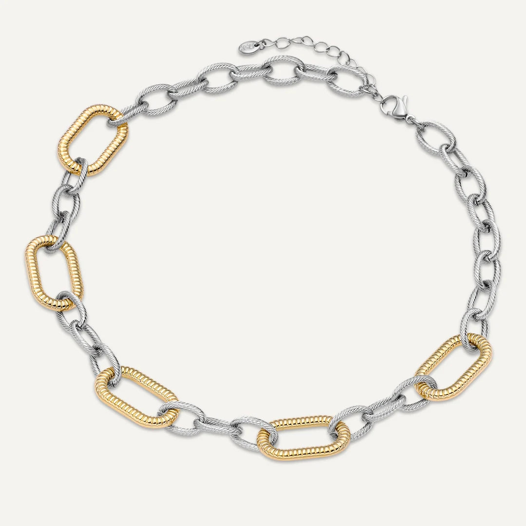 Lissie Link Necklace Two Tone Gold & Silver - Elegant Layering Jewelry for Women, Perfect for Everyday Wear, Date Night & Gift Giving